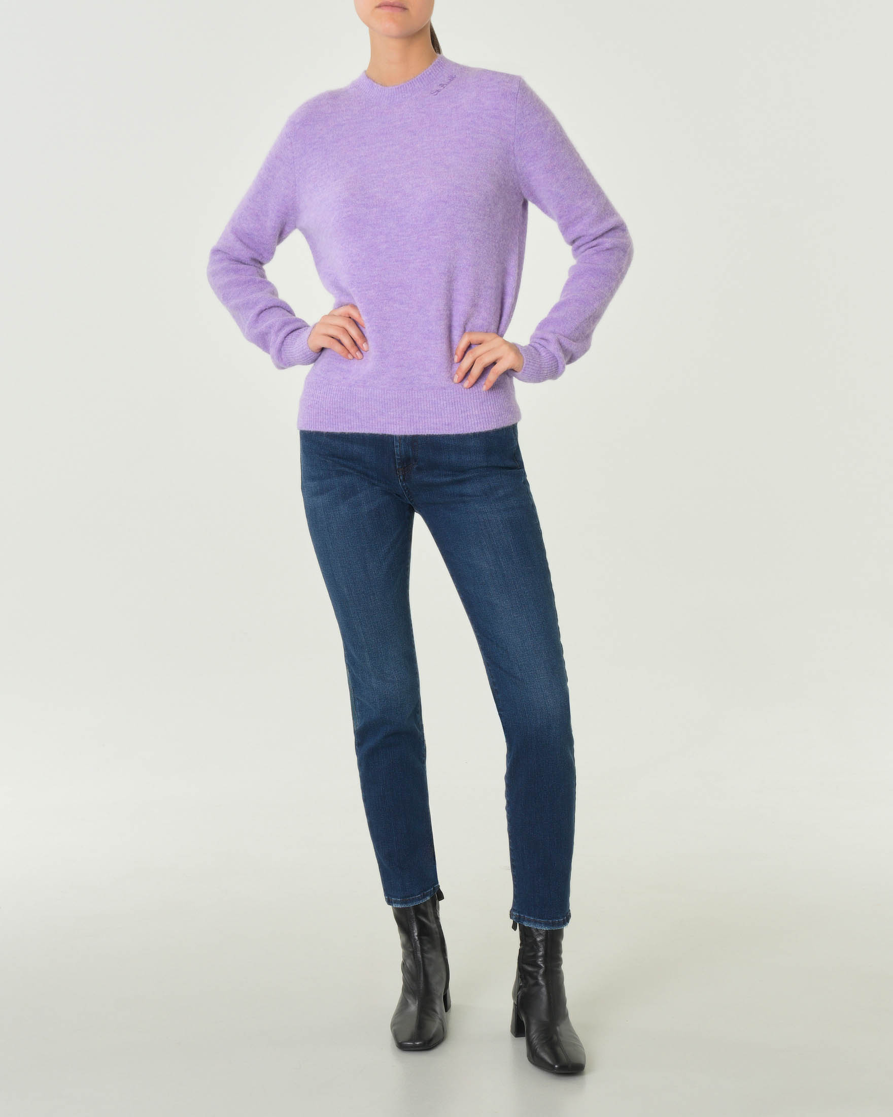 Jeans a vita alta slim Flo High Fast Way Roy Roger's blu lavaggio scuro in cotone stretch con baffature