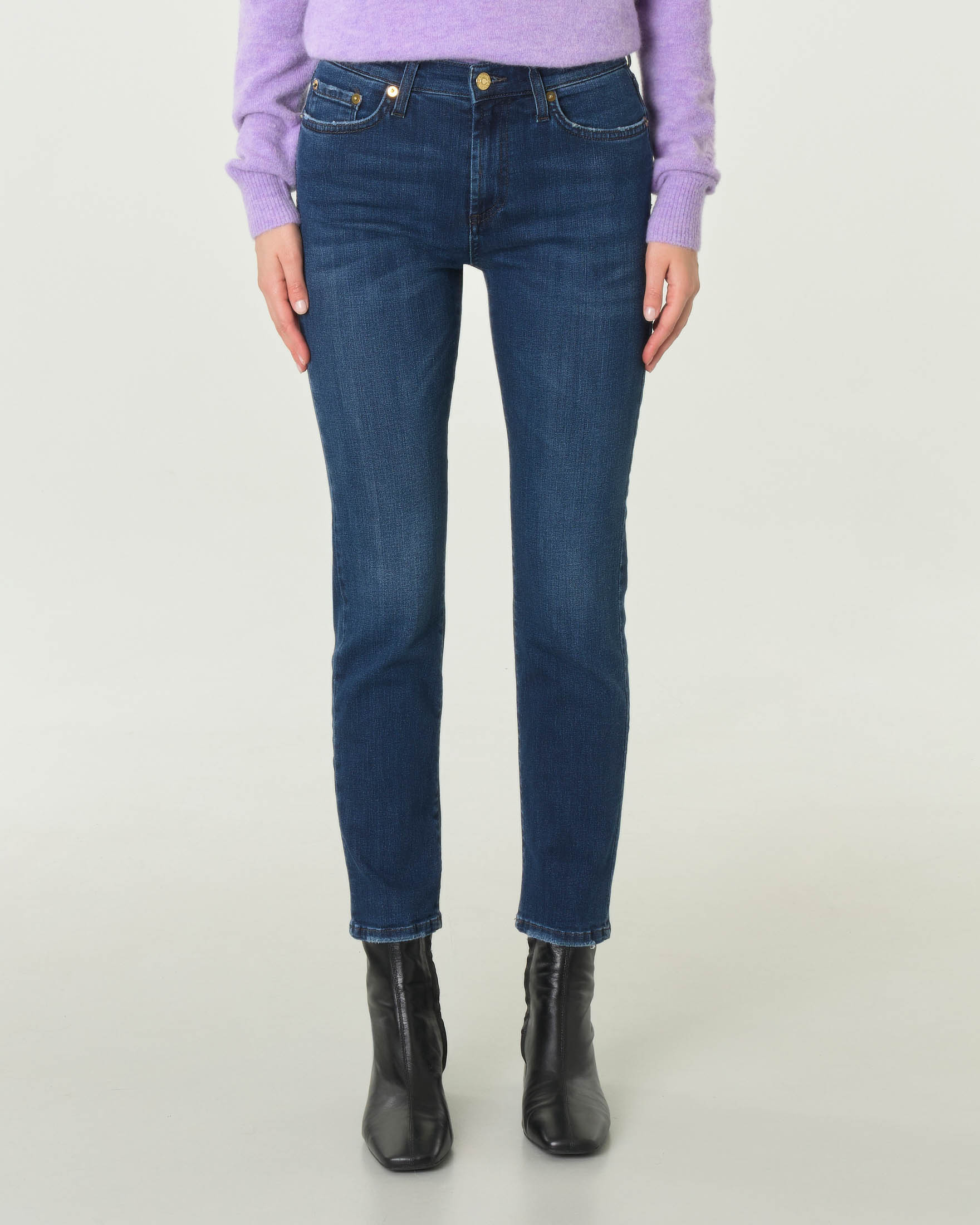 Jeans a vita alta slim Flo High Fast Way Roy Roger's blu lavaggio scuro in cotone stretch con baffature image