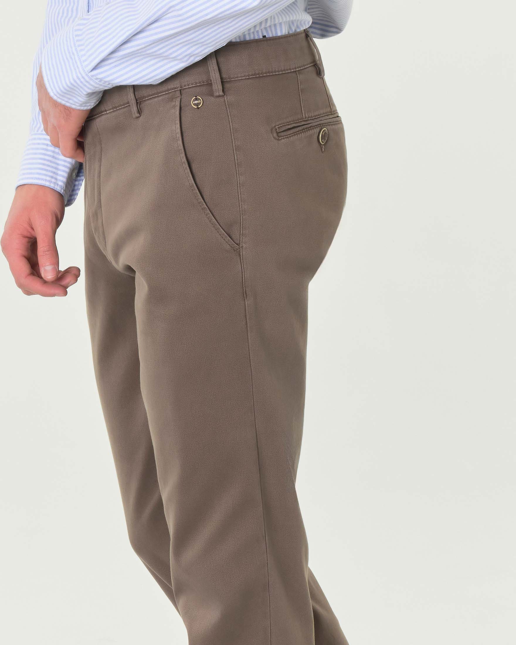 Pantalone Bonn color fango in cotone stretch micro armatura a gamba dritta drop 6 image