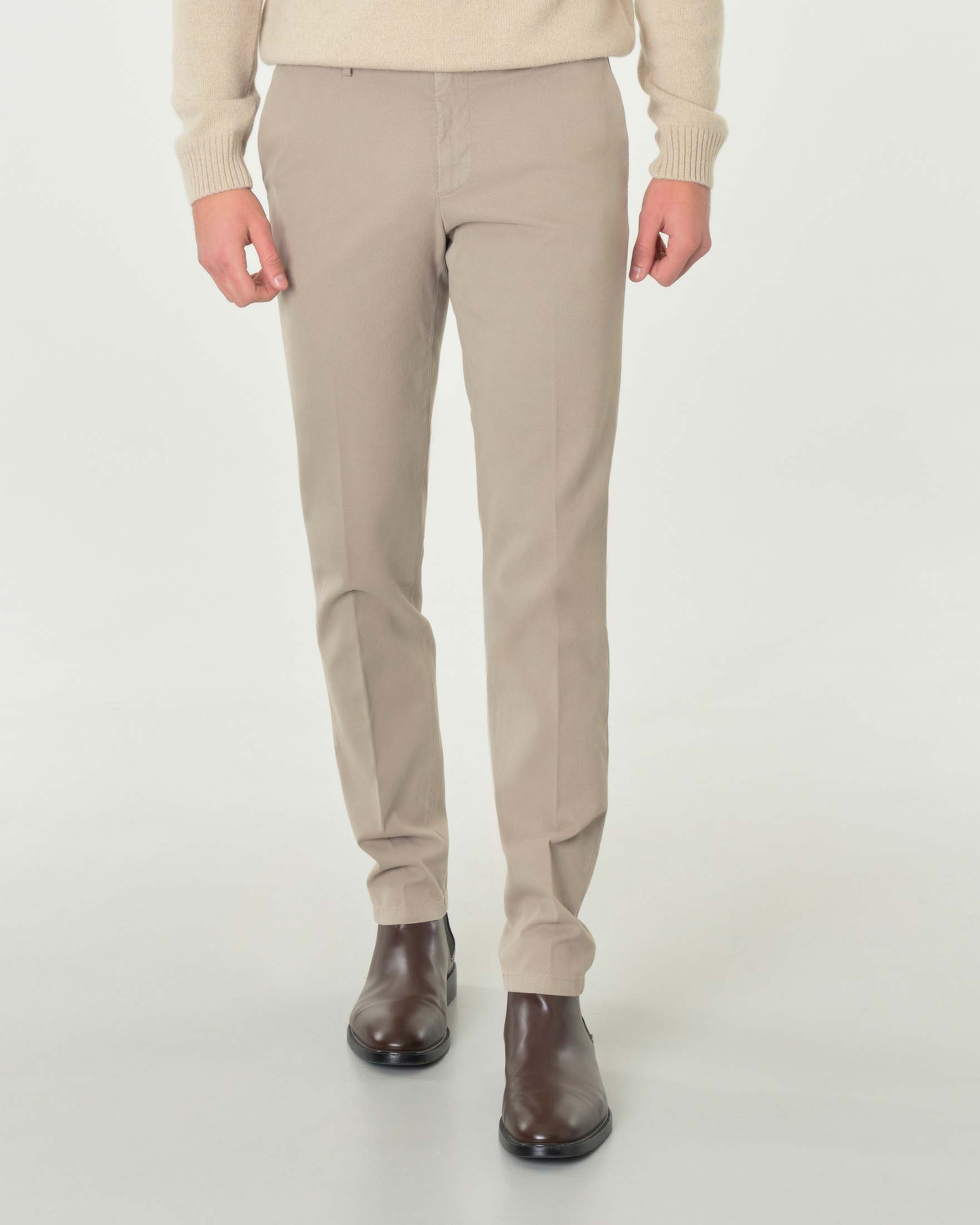 Michael Coal — Pantalone chino Brad beige in tessuto armaturato di cotone stretch