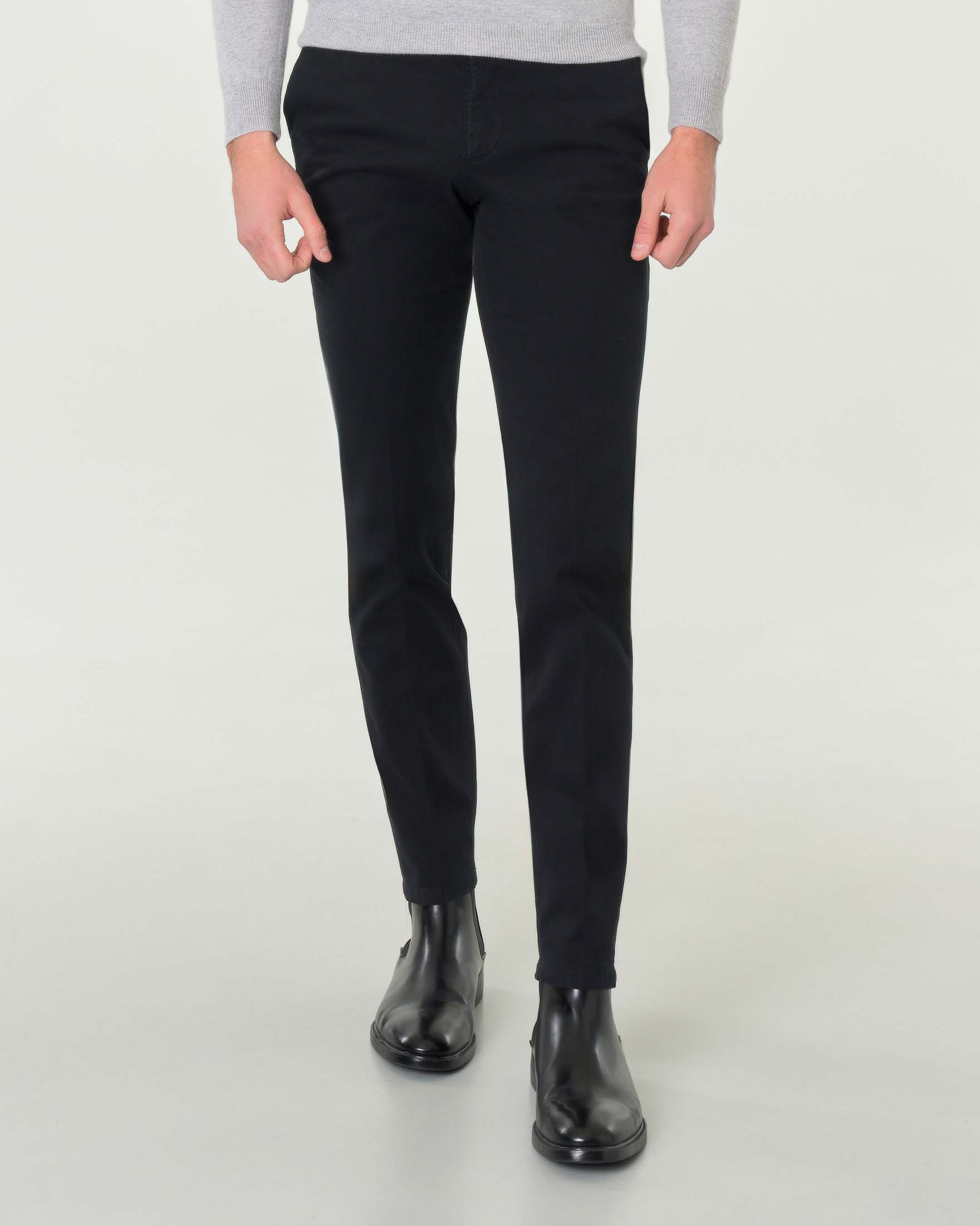 Pantalone chino Brad blu navy in tessuto armaturato di cotone stretch