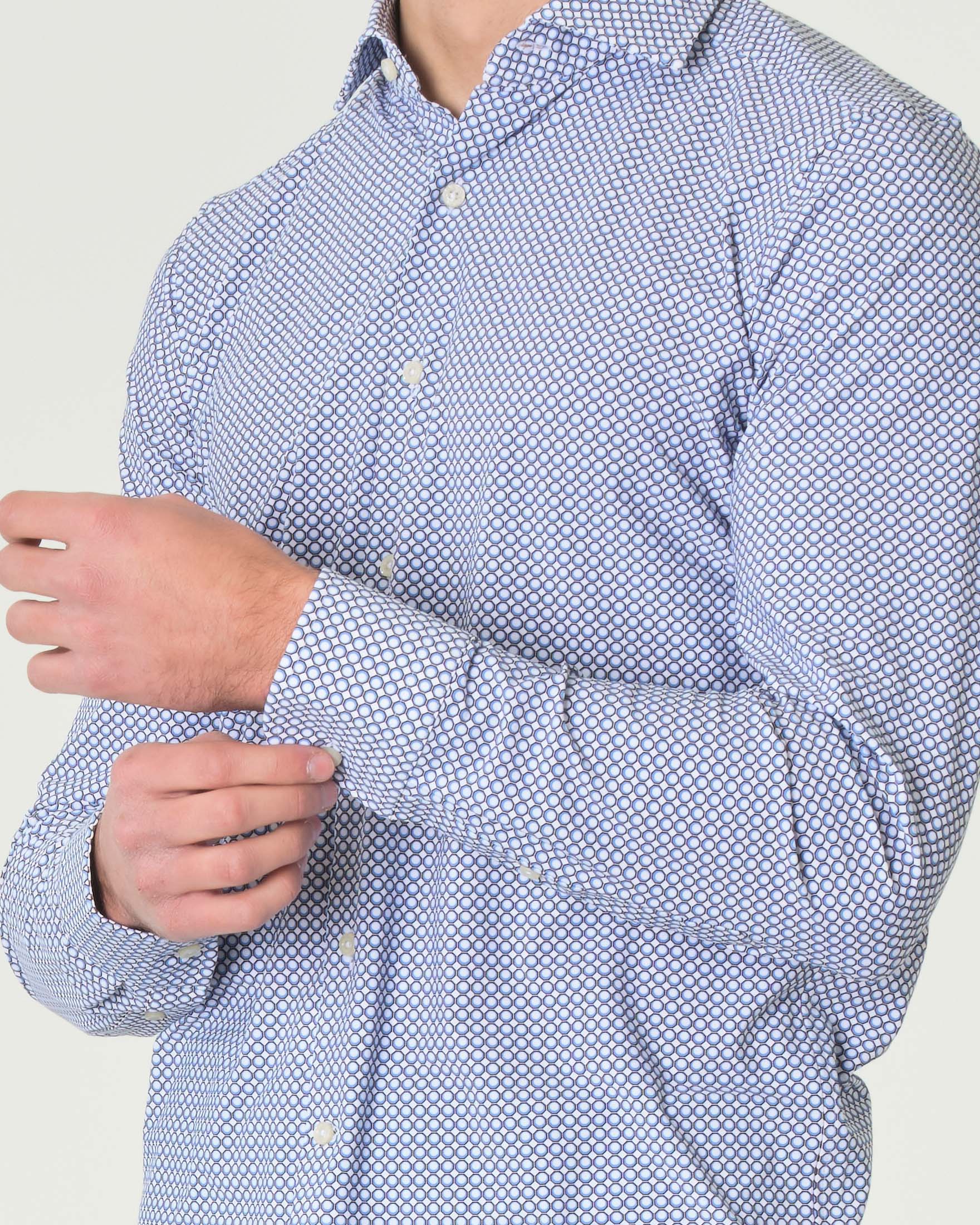 Camicia Pellizzari azzurra slim-fit in tessuto tecnico con fantasia ad ottagoni image