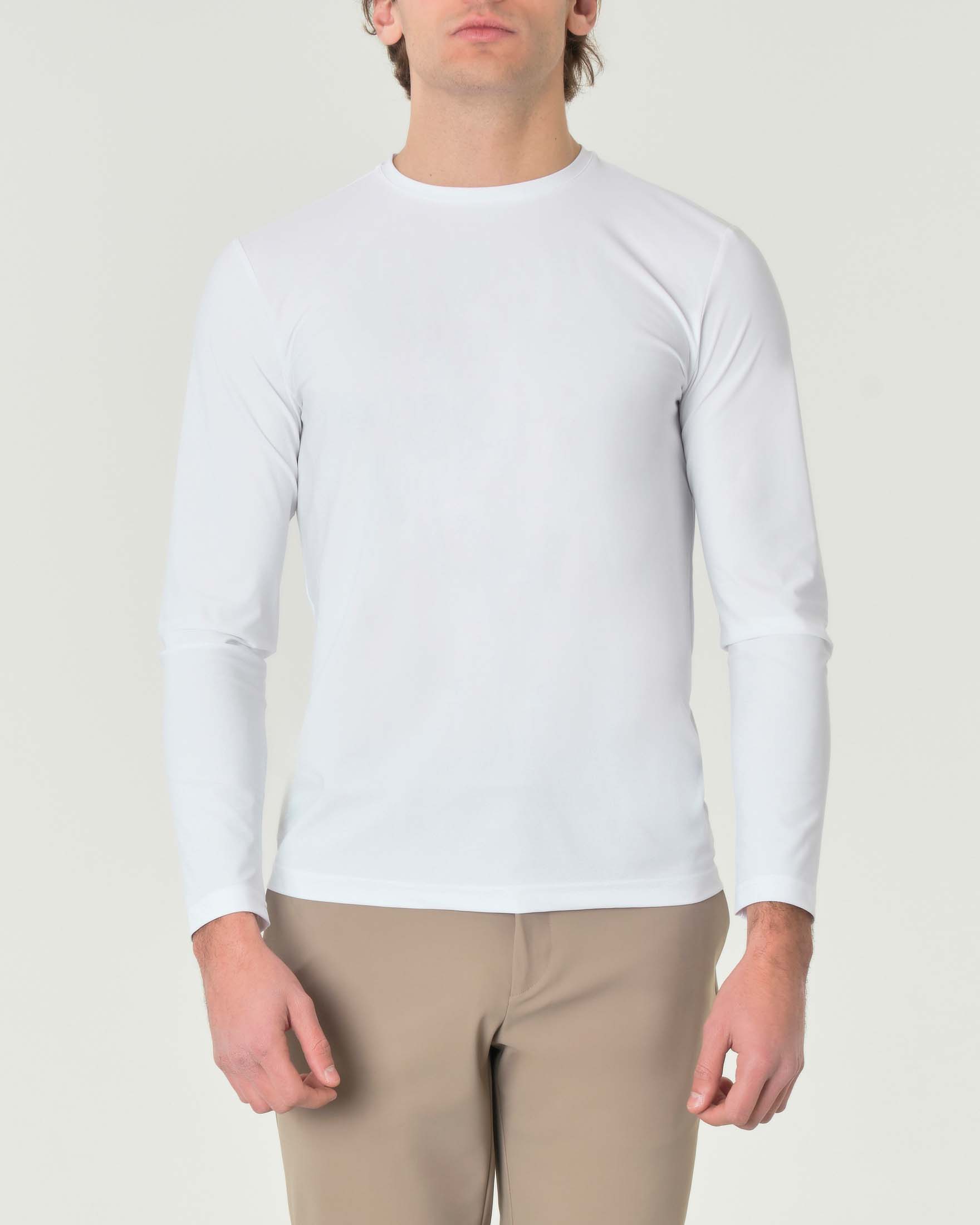 T-shirt manica lunga Pellizzari bianca in tessuto tecnico