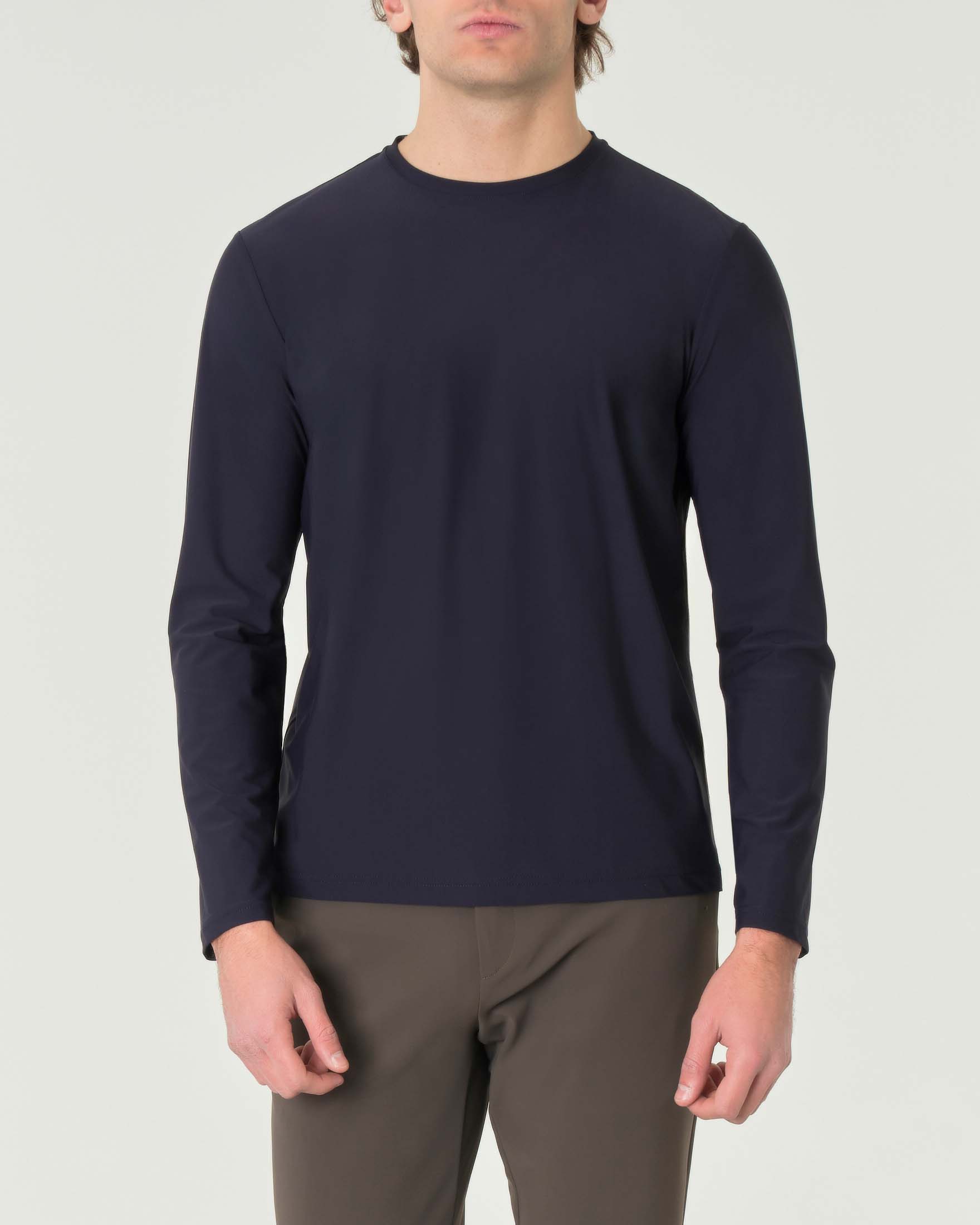 T-shirt manica lunga Pellizzari blu in tessuto tecnico