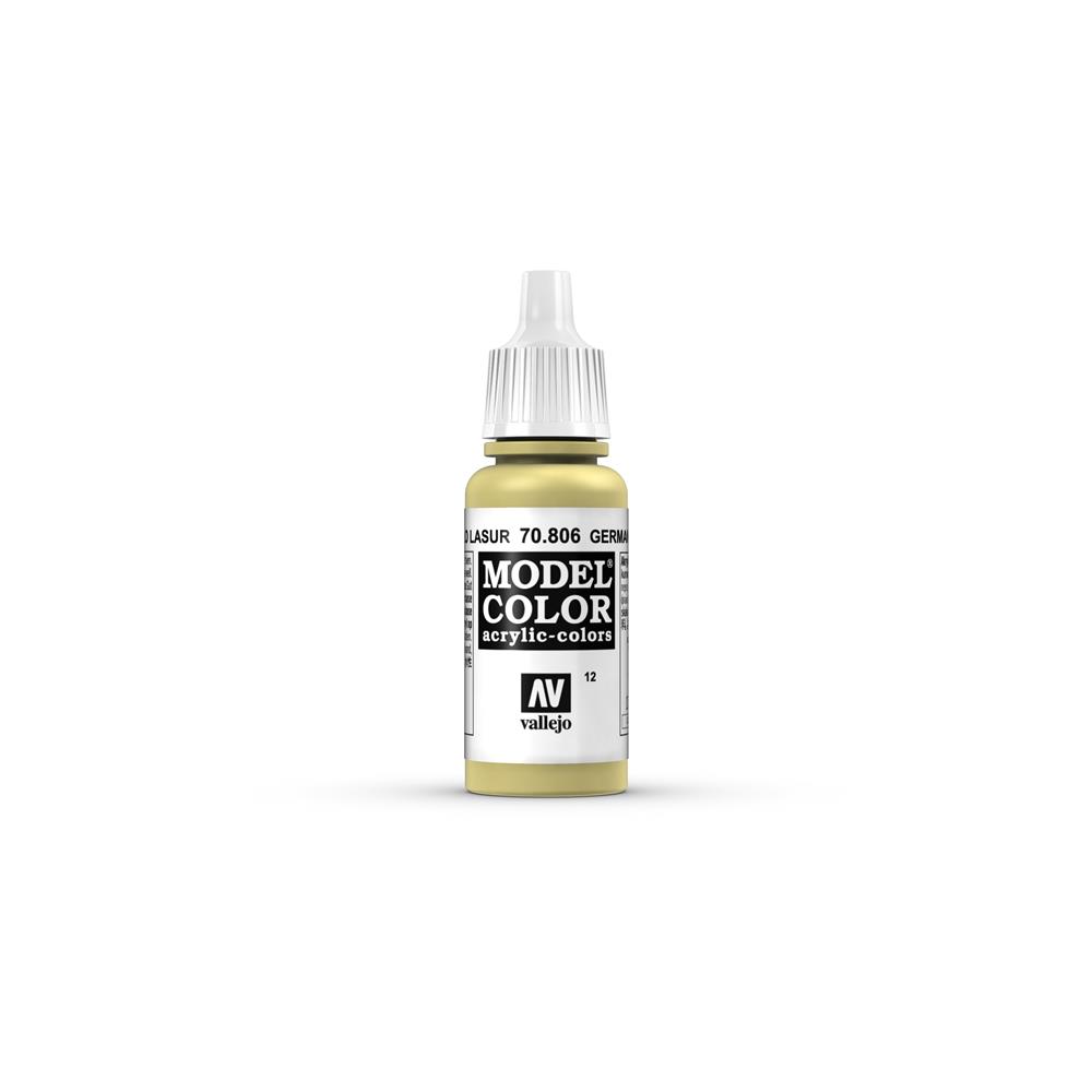 Vallejo Model Color Lazur Yellow Paint - 17ml Bottle, Water-Based Acrylic For Miniatures & Models
