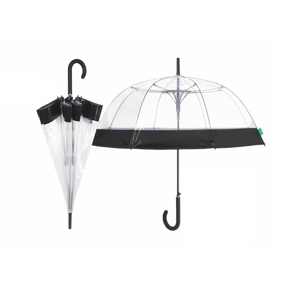 Perletti Ombrelo Lungo A Cupola Colore Trasparente Con Fascia Nera Diametro 89 Cm