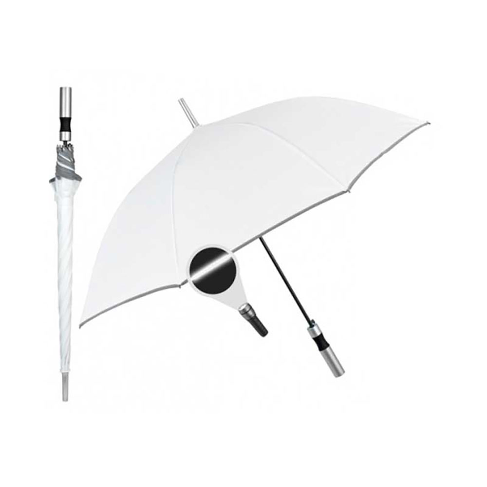 Perletti Ombrello Antivento Con Apertura Automatica E Bordo Catarifrangente Colore Bianco Diametro 103 Cm