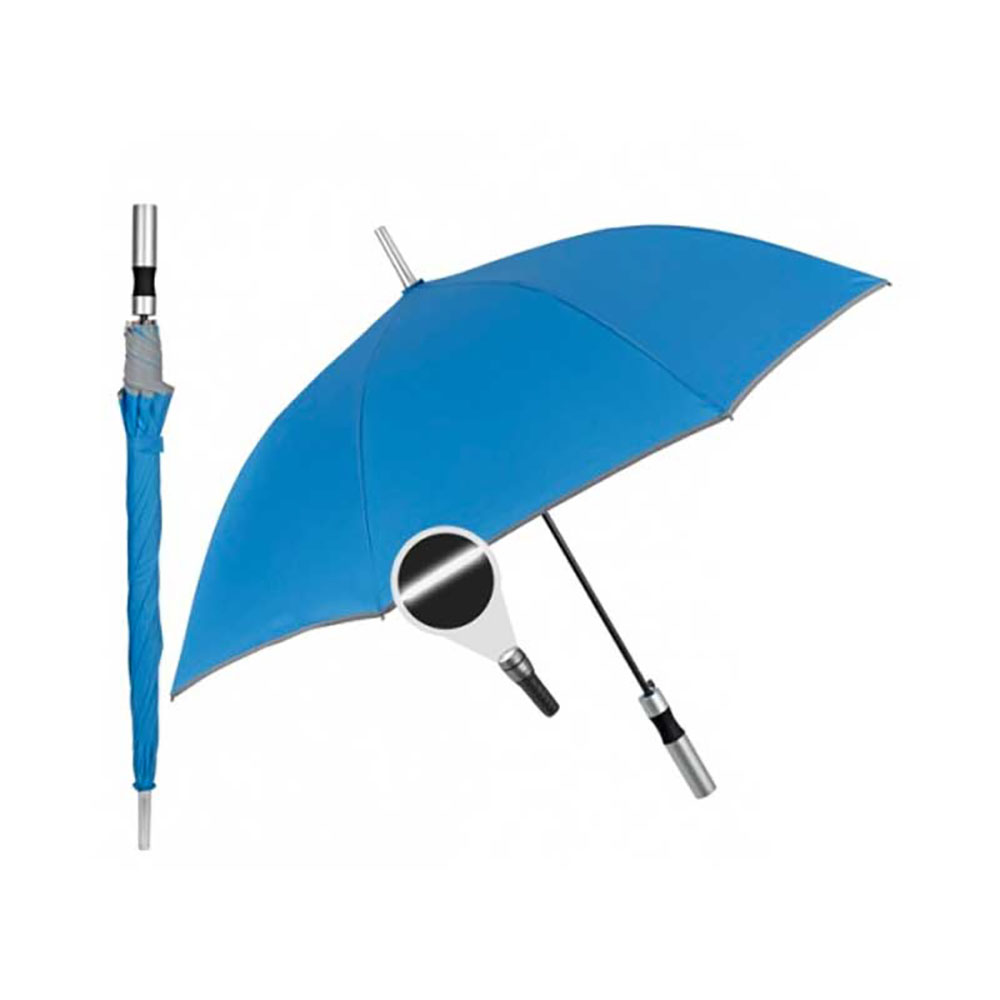 Perletti Ombrello Antivento Con Apertura Automatica E Bordo Catarifrangente Colore Azzurro Diametro 103 Cm