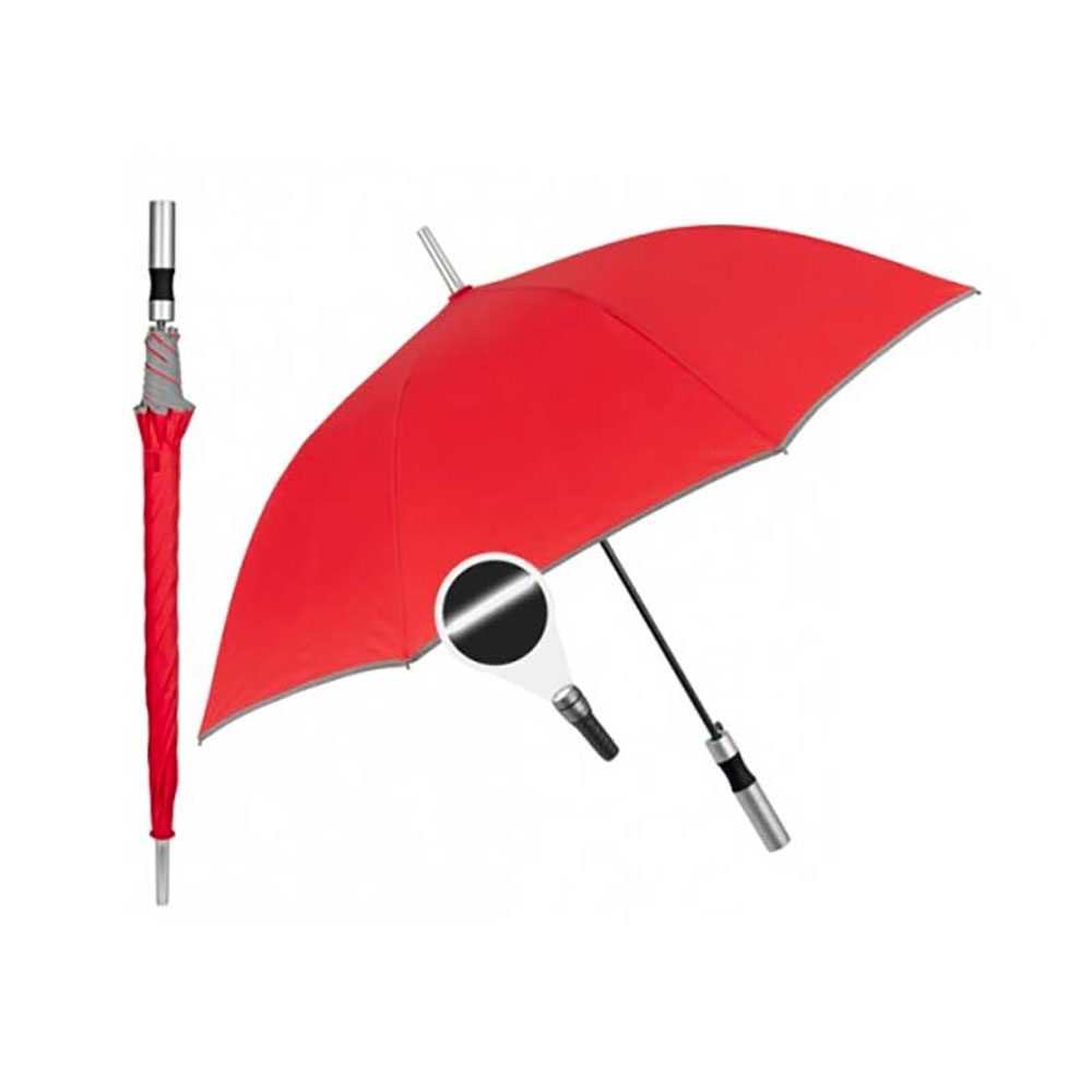 Perletti Ombrello Antivento Con Apertura Automatica E Bordo Catarifrangente Colore Rosso Diametro 103 Cm