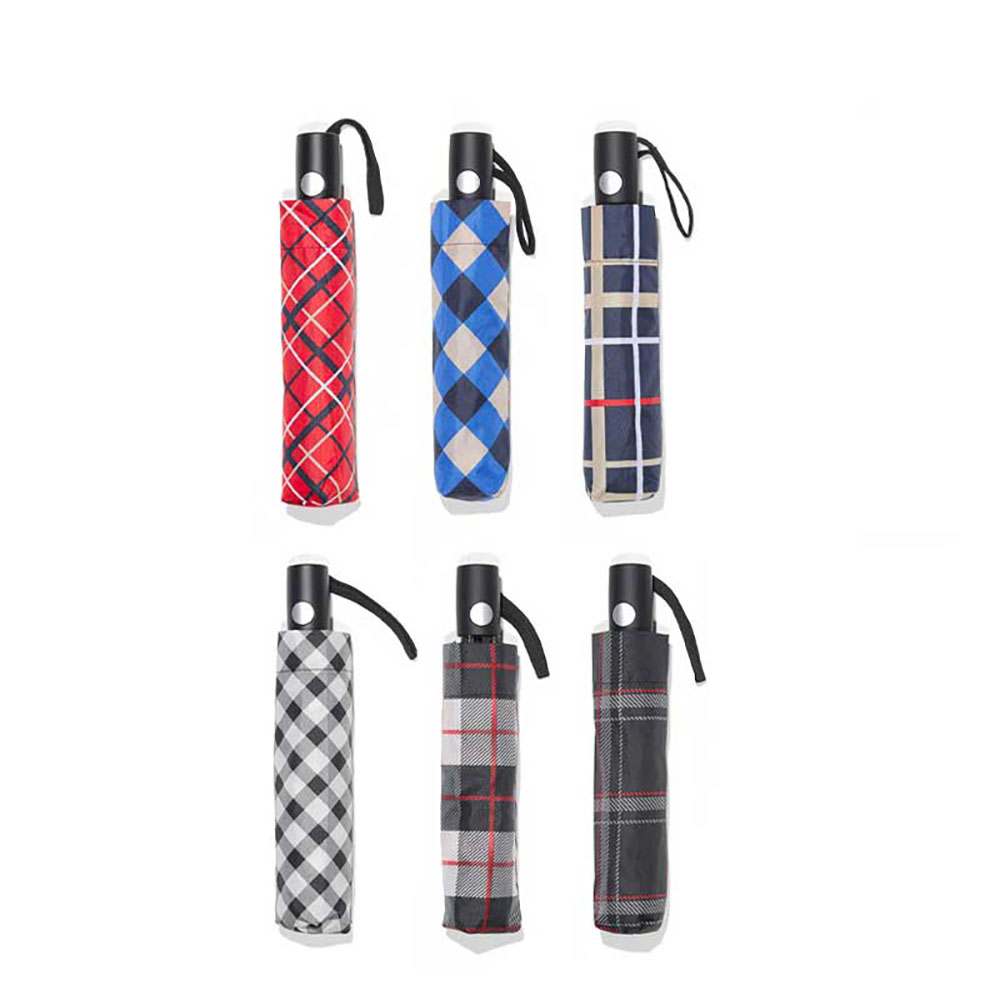 Gallotti Ombrello Mini In Pongee Con Apertura Automatica Trama Scozzese - 6 Colori