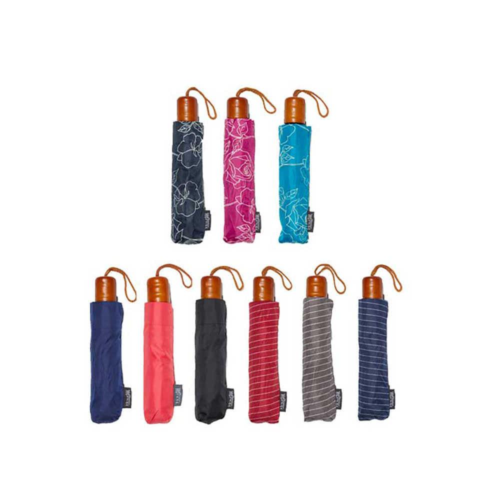 Gallotti Ombrello Mini In Pongee Con Impugnatura In Legno - 9 Colori