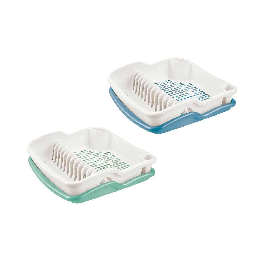 Brio Scolapiatti In Plastica Con Vassoio Raccogligoccia 39X39X11H Cm - 2 Colori