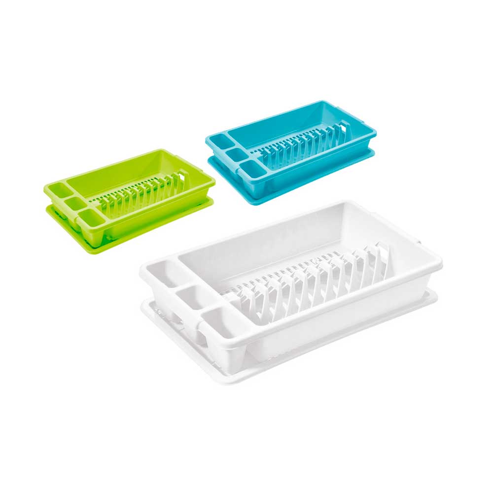 Tontarelli Scolapiatti In Plastica Con Vassoio Raccogligoccia 45X26X8,5H Cm - 3 Colori