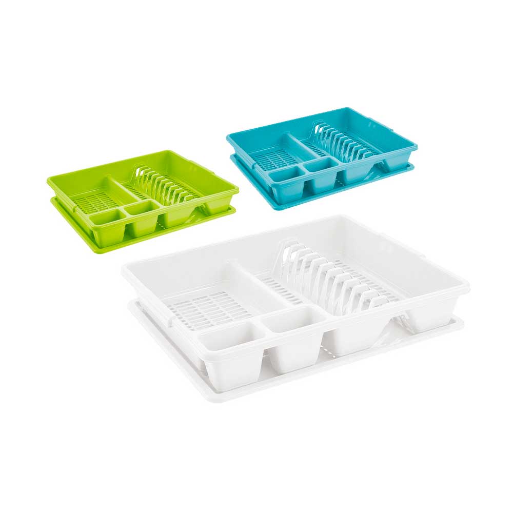 Tontarelli Scolapiatti In Plastica Con Vassoio Raccogligoccia 47X38X8,5H Cm - 3 Colori