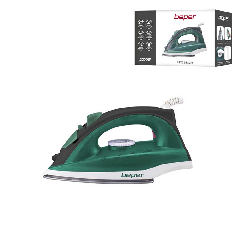 Beper Ferro Da Stiro A Vapore Con Piastra In Acciaio Inox 150 Ml 2200 W