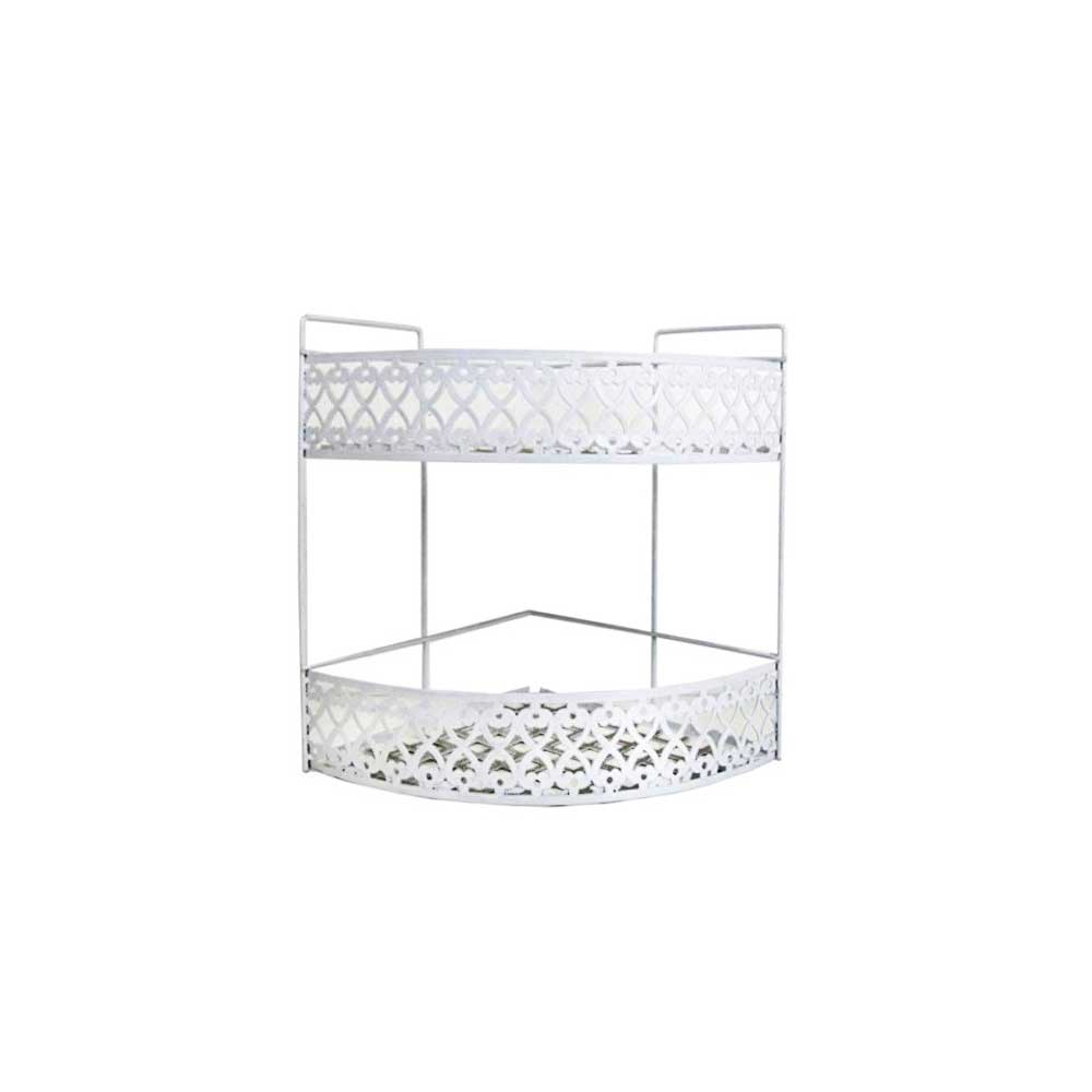 Maca Porta Cosmesi Angolare A 2 Piani In Ferro Colore Bianco 20X20X40H Cm