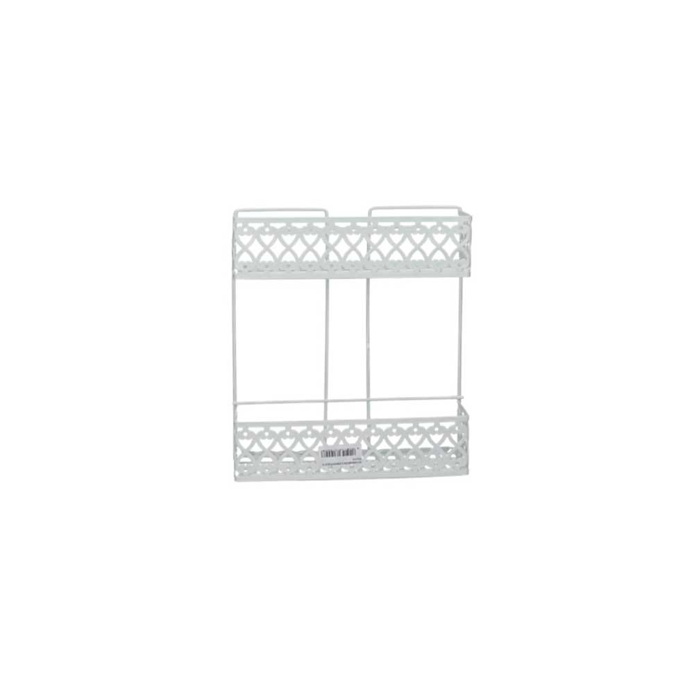 Maca Porta Cosmesi Frontale A 2 Piani In Ferro Colore Bianco 30X10X36H Cm