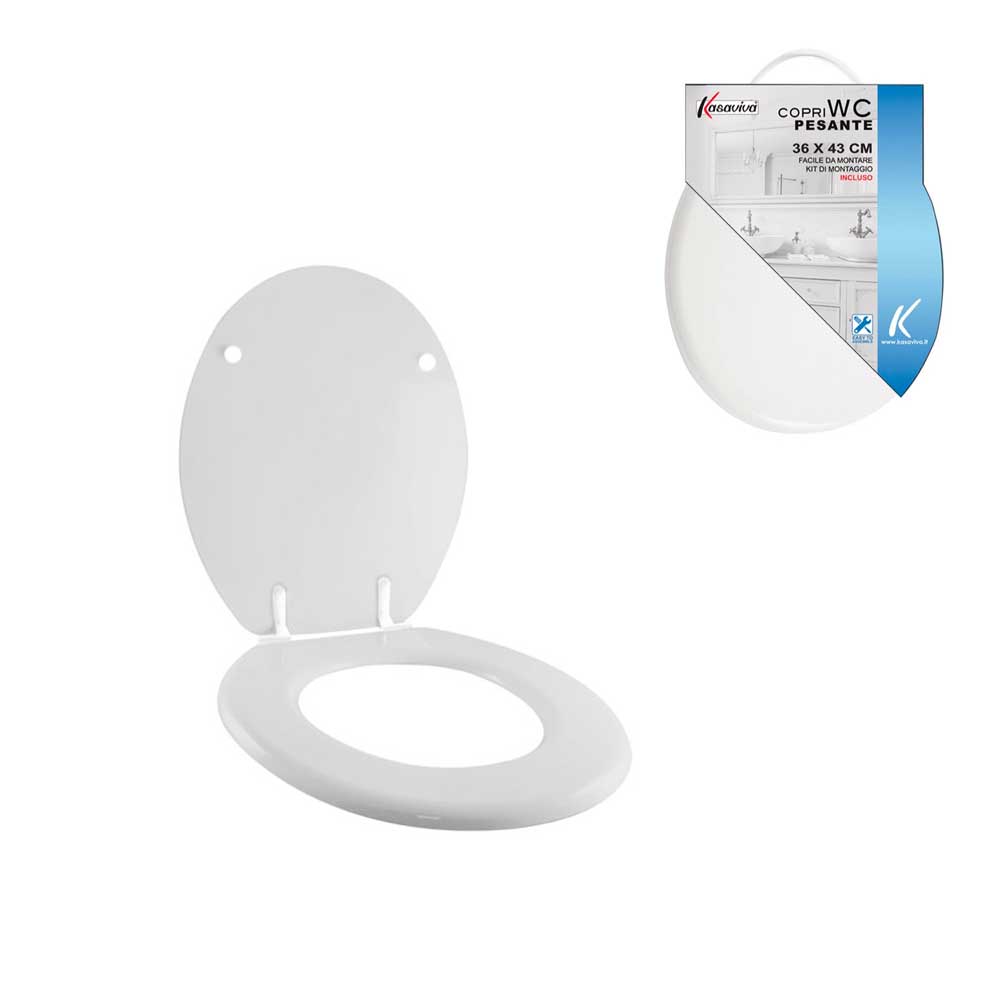 Kasaviva Copriwater Pesante Con Ganci Materiale Mdf Colore Bianco 36X43 Cm