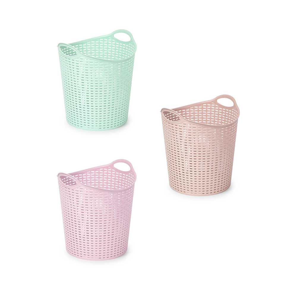 Plastic Forte Cesto Portabiancheria Bucato In Plastica Con Manici 12,4 Lt Diametro 28,5X33,5H Cm - 3 Colori