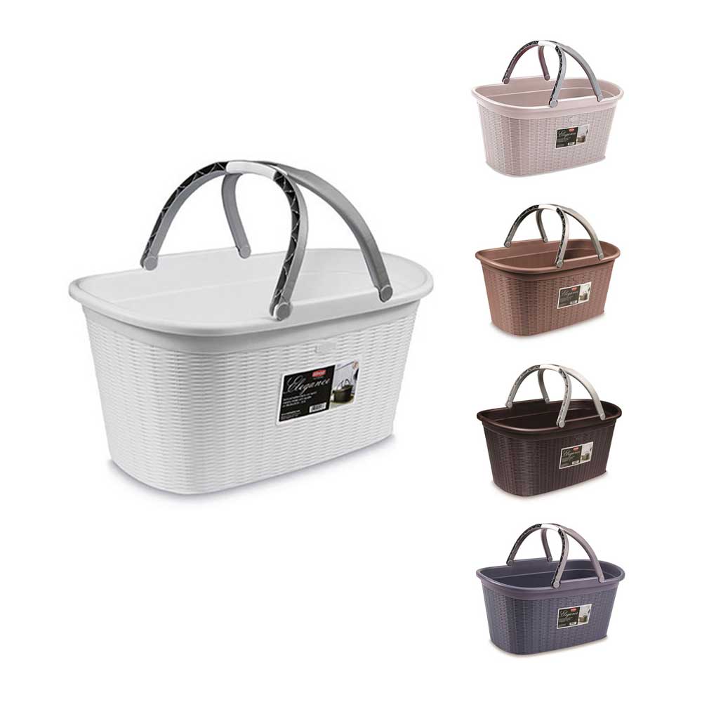 Stefanplast Cesta Portabiancheria Con Manici Effetto Rattan In Plastica 58X38X29,5H Cm - 5 Colori