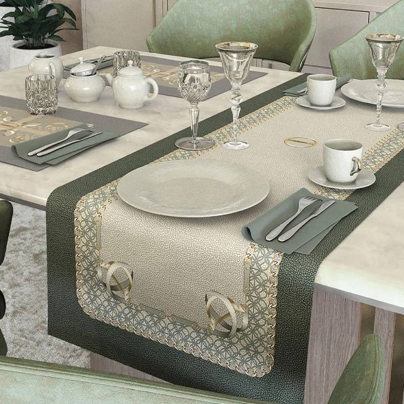 Delindo Lifestyle Runner da tavola Samba Verde, Impermeabile, resinata antimacch