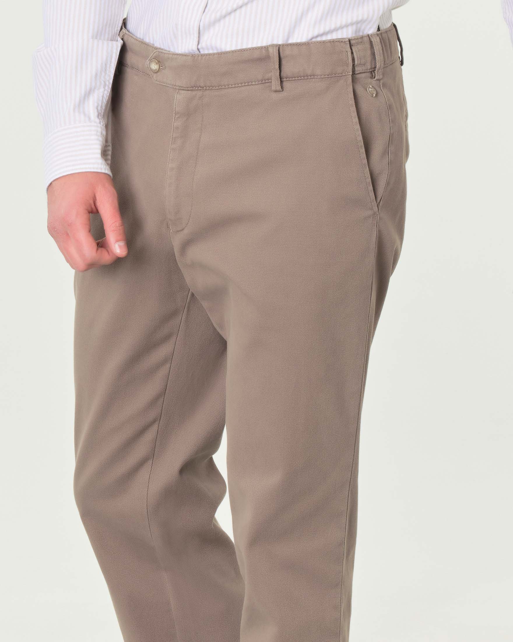 Pantalone chino Oslo color fango in cotone stretch micro rombetto drop 4 image