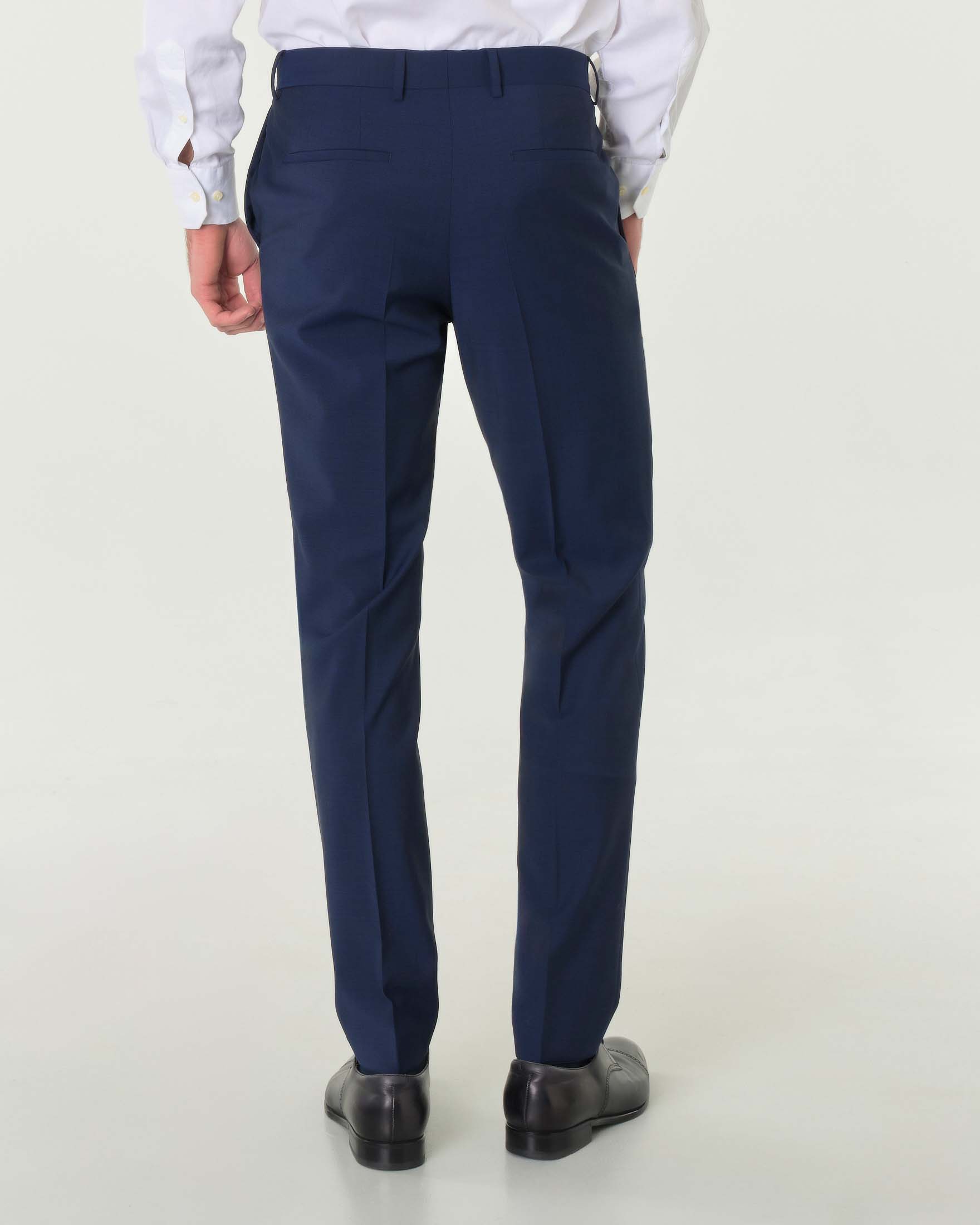 Abito Houston blu slim-fit in tessuto a micromotivo di pura lana