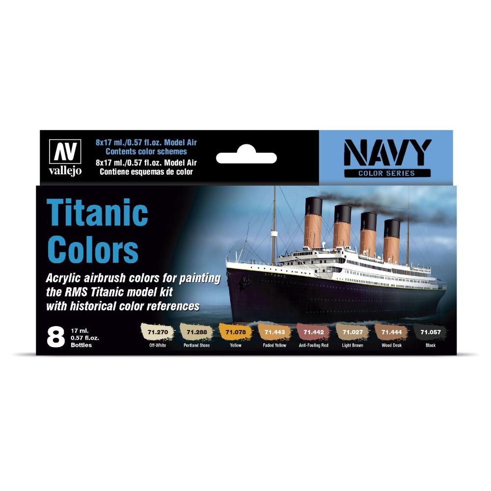 Vallejo Model Air Navy / 8 colors set Titanic Colors 17 ml | Steel Models