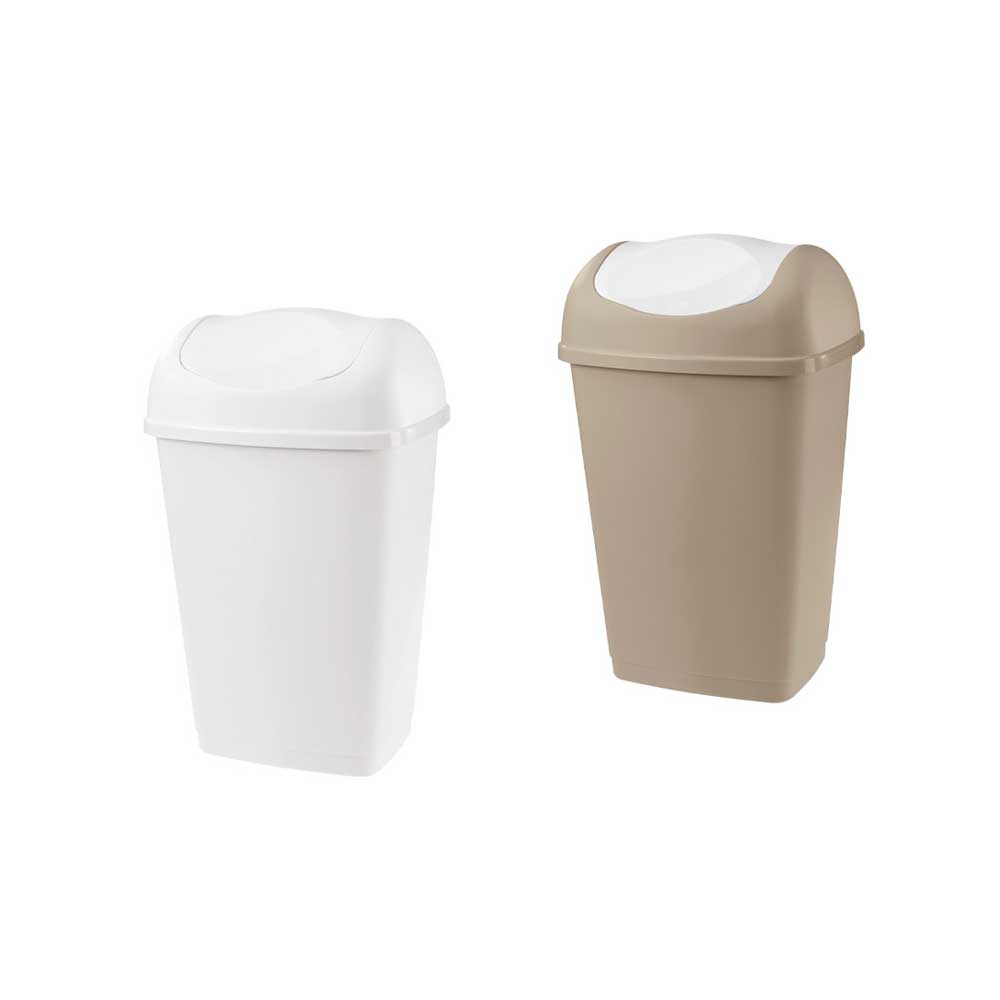 Tontarelli Pattumiera Grace In Plastica Con Coperchio Basculante 50 Lt 40,5X32X65,5H Cm - 2 Colori
