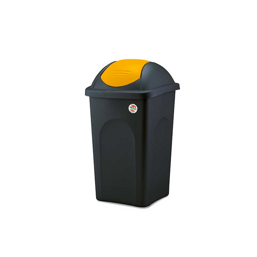 Stefanplast Pattumiera In Plastica Con Coperchio Basculante Colore Giallo 60 Lt 39X39X68H Cm
