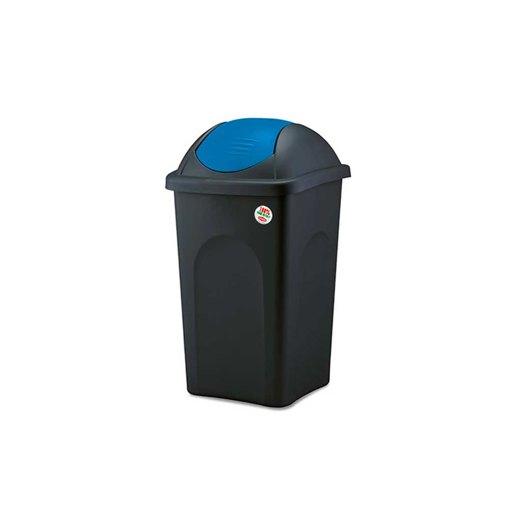 Stefanplast Pattumiera In Plastica Con Coperchio Basculante Colore Blu 60 Lt 39X39X68H Cm