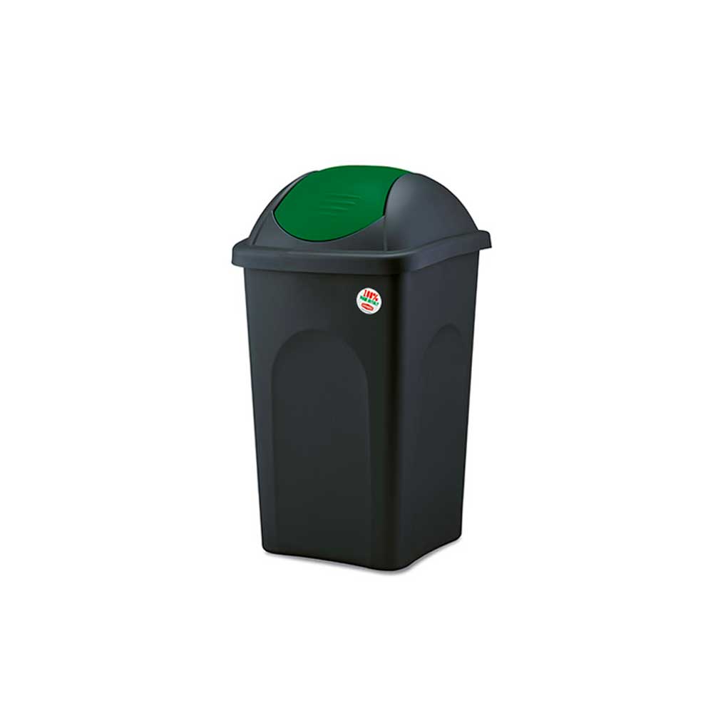 Stefanplast Pattumiera In Plastica Con Coperchio Basculante Colore Verde 60 Lt 39X39X68H Cm