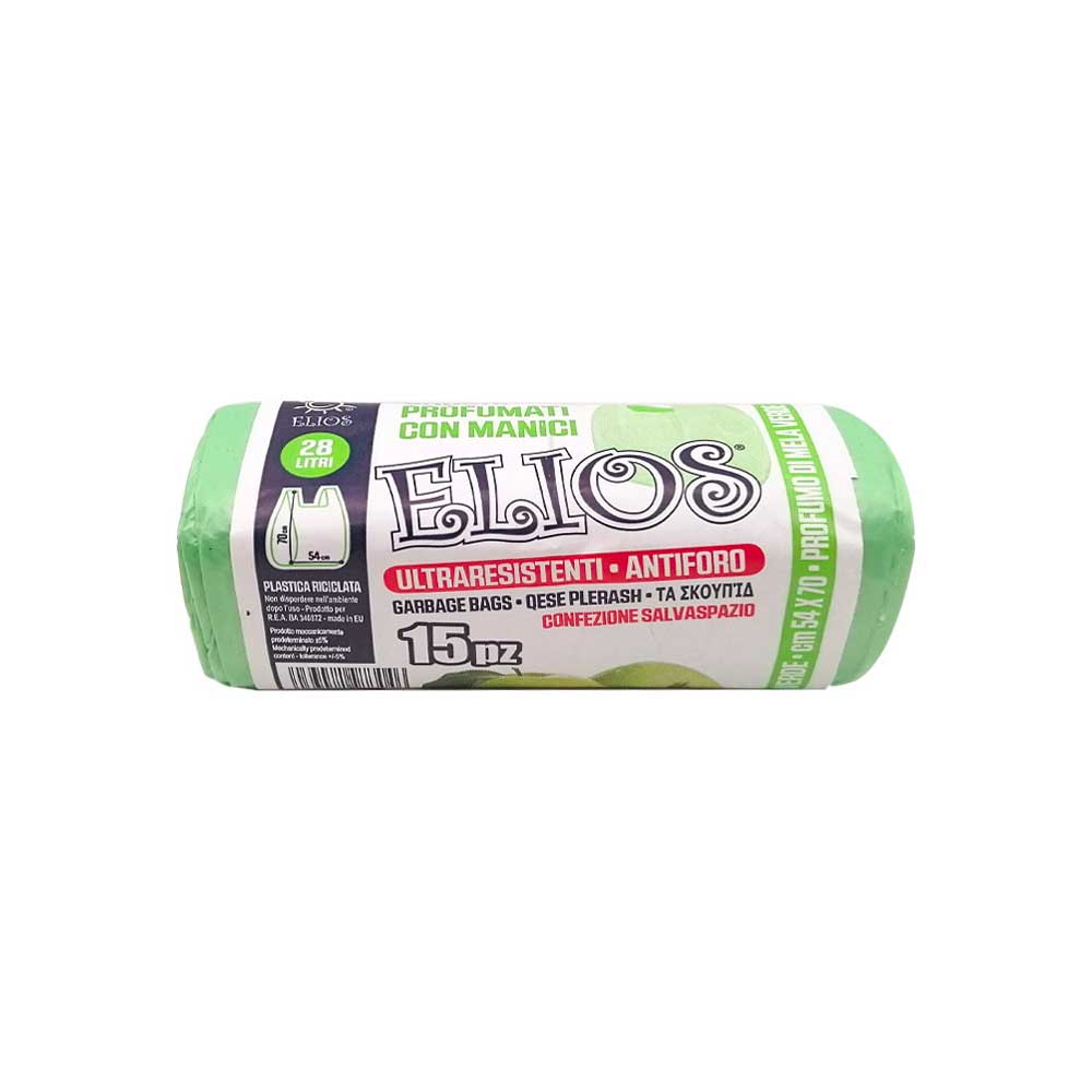 Elios 15 Sacchi Ultraresistenti Profumati Fragranza Mela Verde 28 Lt 54X70 Cm