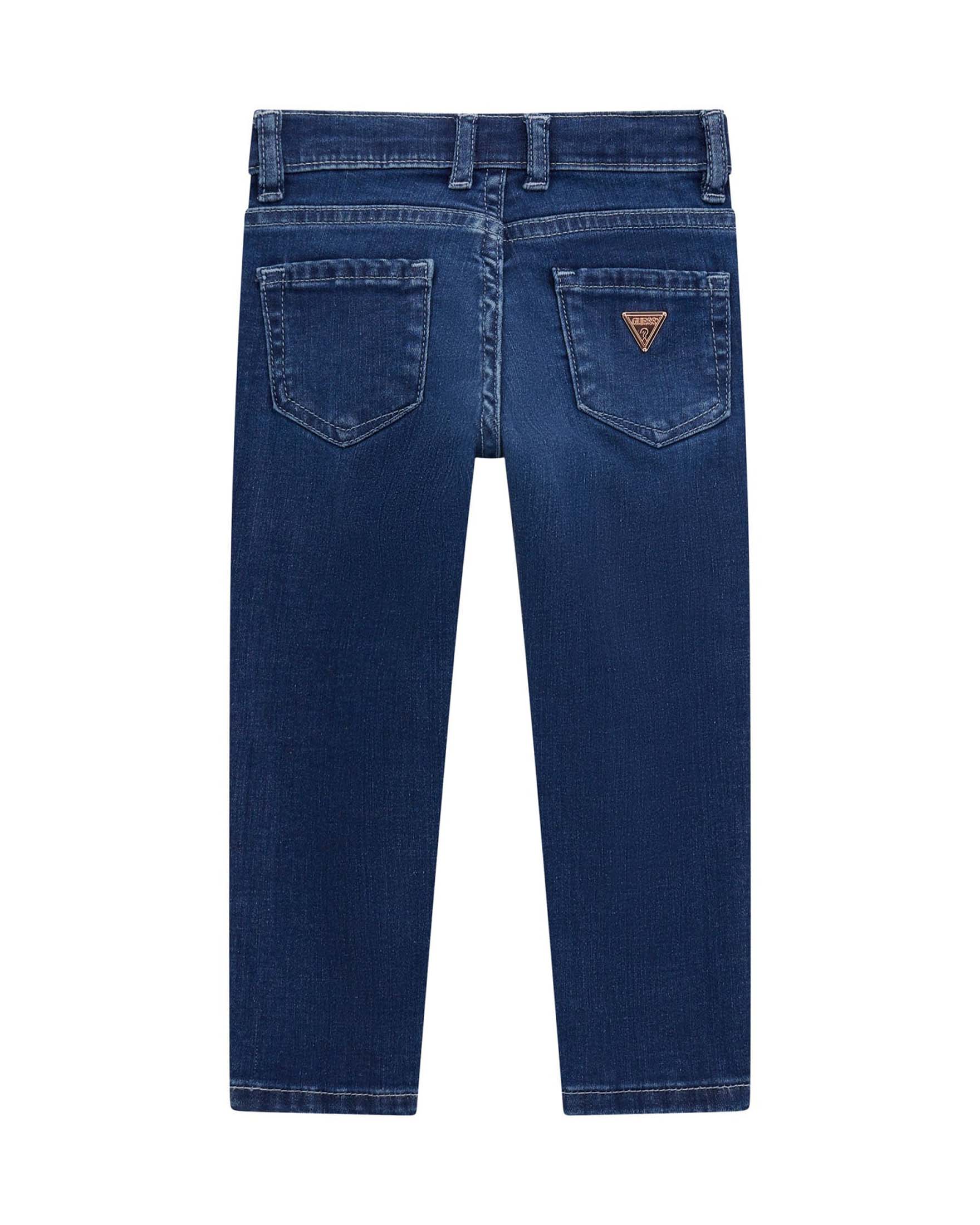 Jeans Guess Kids skinny-fit blu scuro con ricamo farfalle e logo image