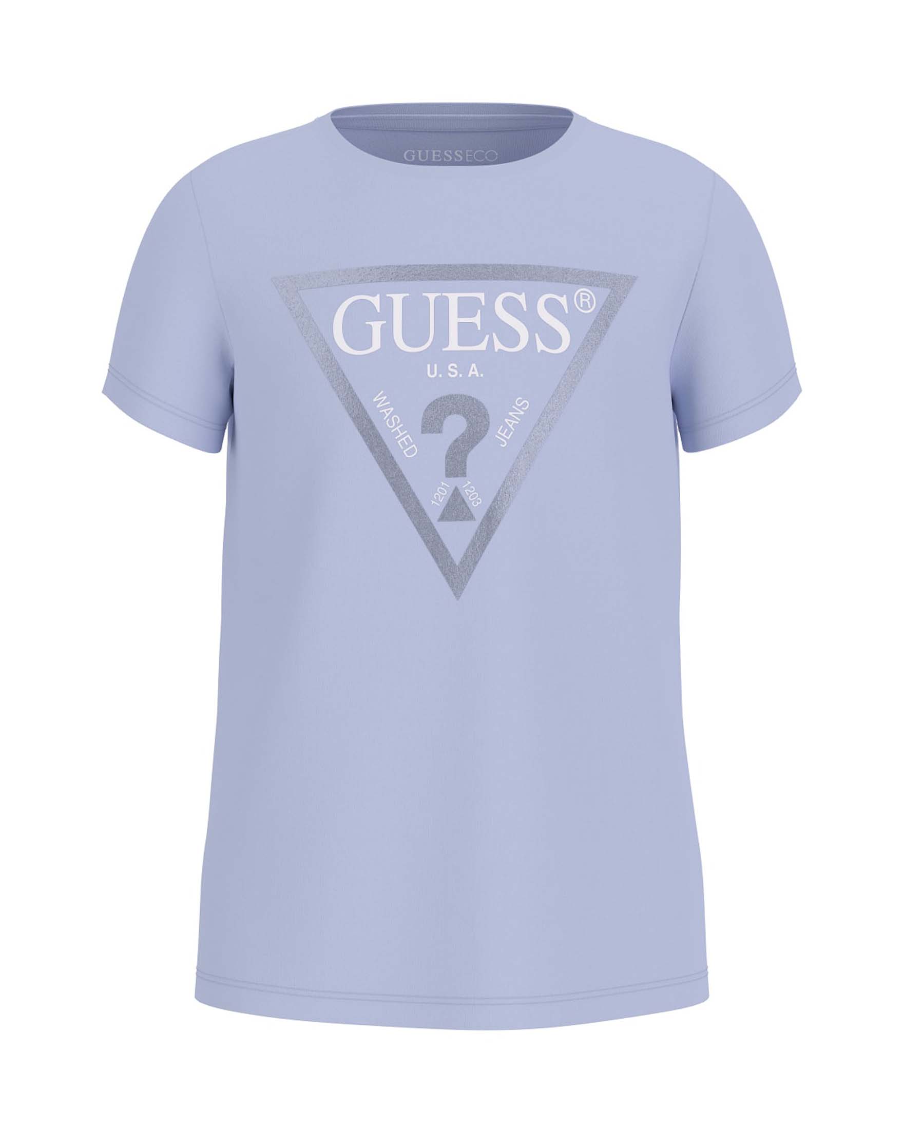 T-shirt avio in puro cotone a maniche corte con logo effetto laminato