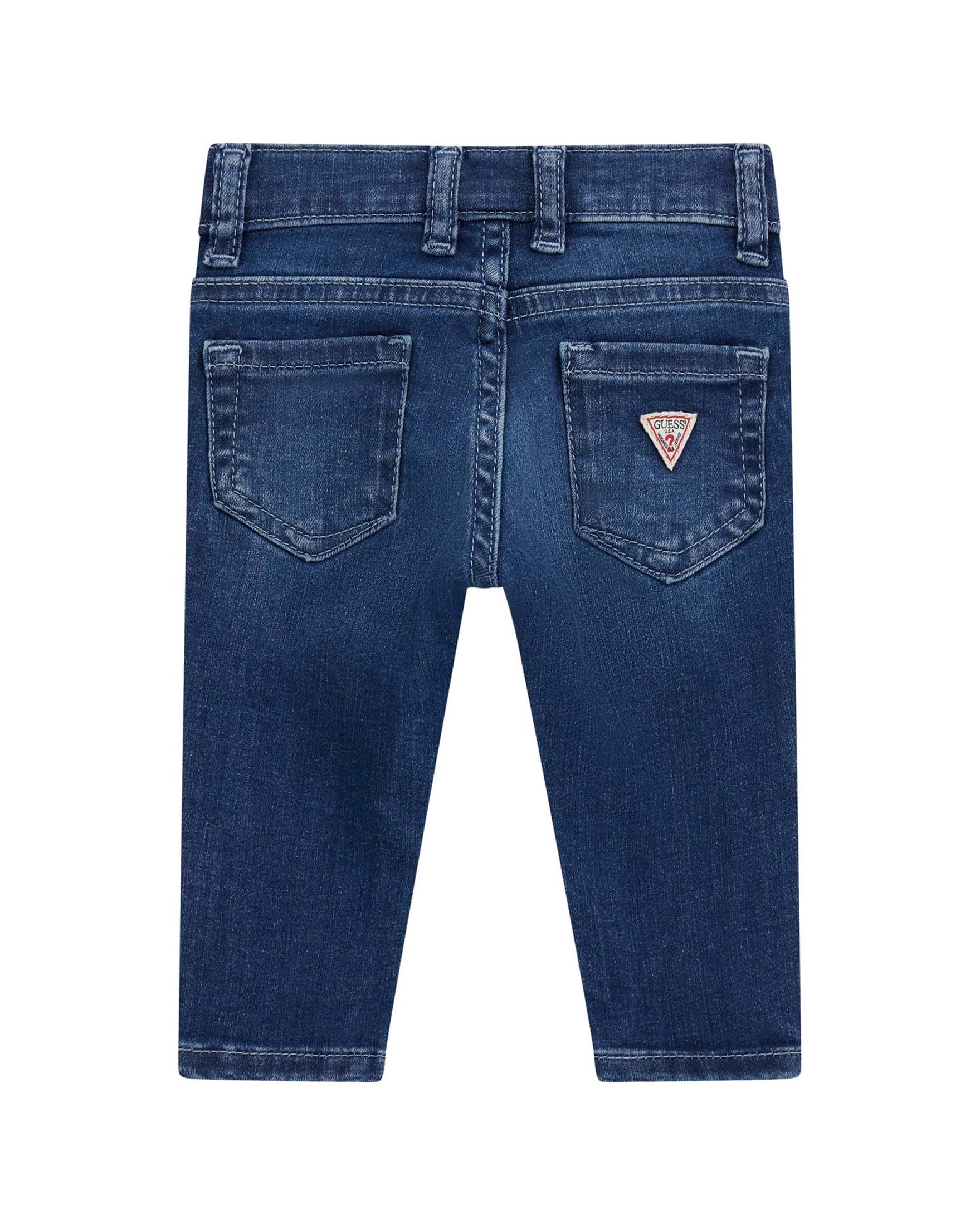 Jeans Guess Kids skinny-fit blu scuro con ricamo farfalle e logo image