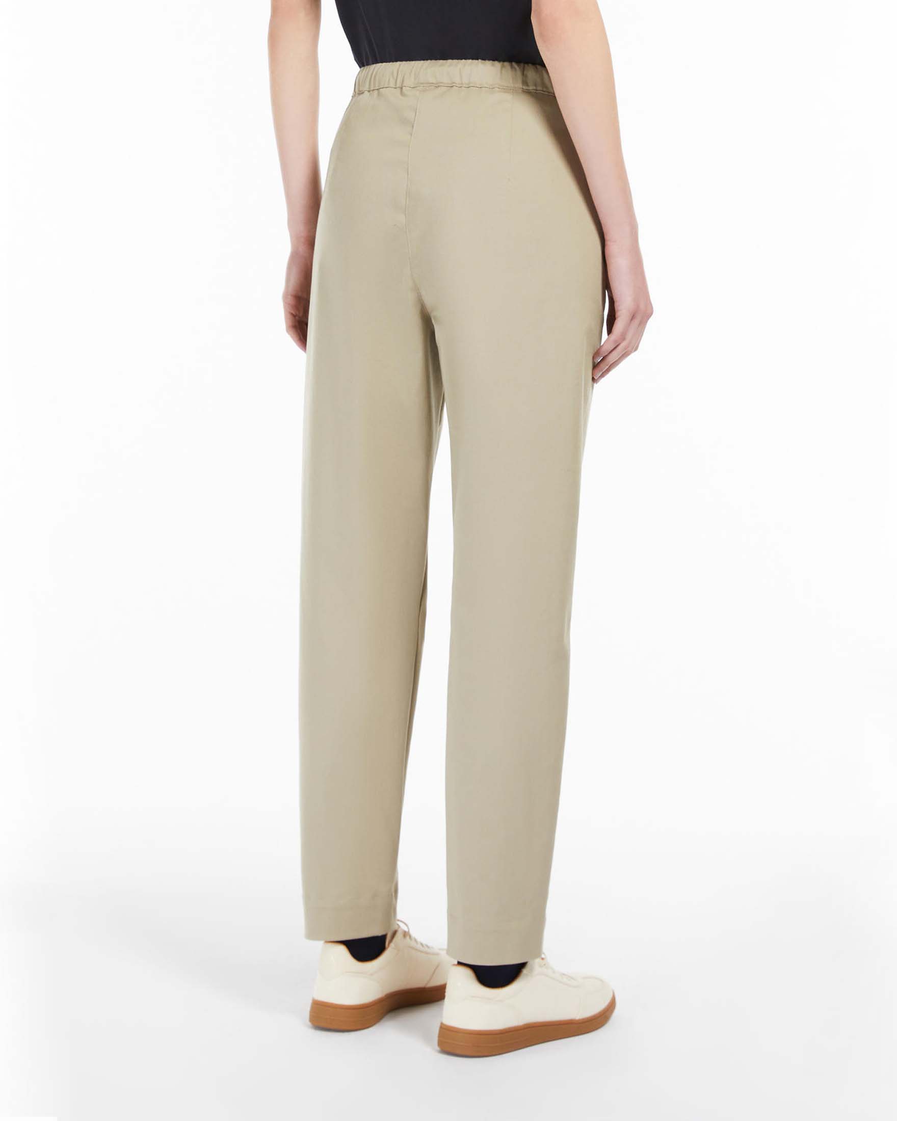 Joggers beige in cotone stretch con coulisse inserita in vita image