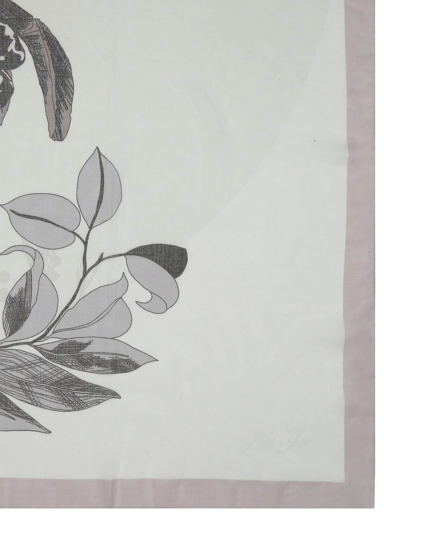 Foulard grigio e rosa in tessuto con stampa grafica floreale tropicale con leopardo image