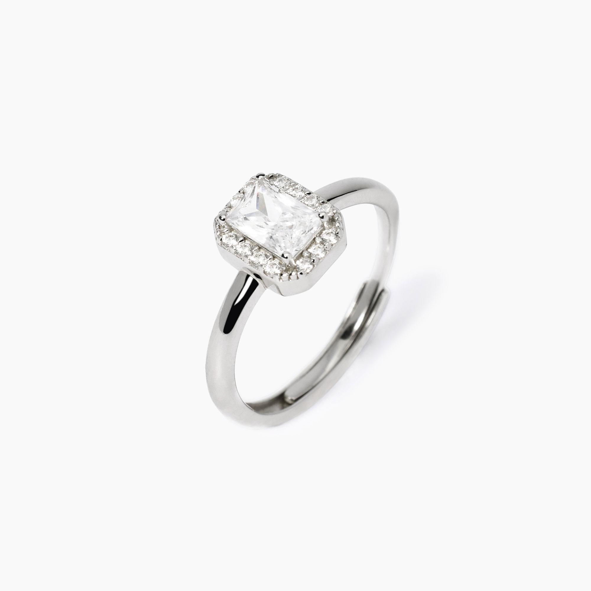 Anello con zircone taglio ottagonale - View1