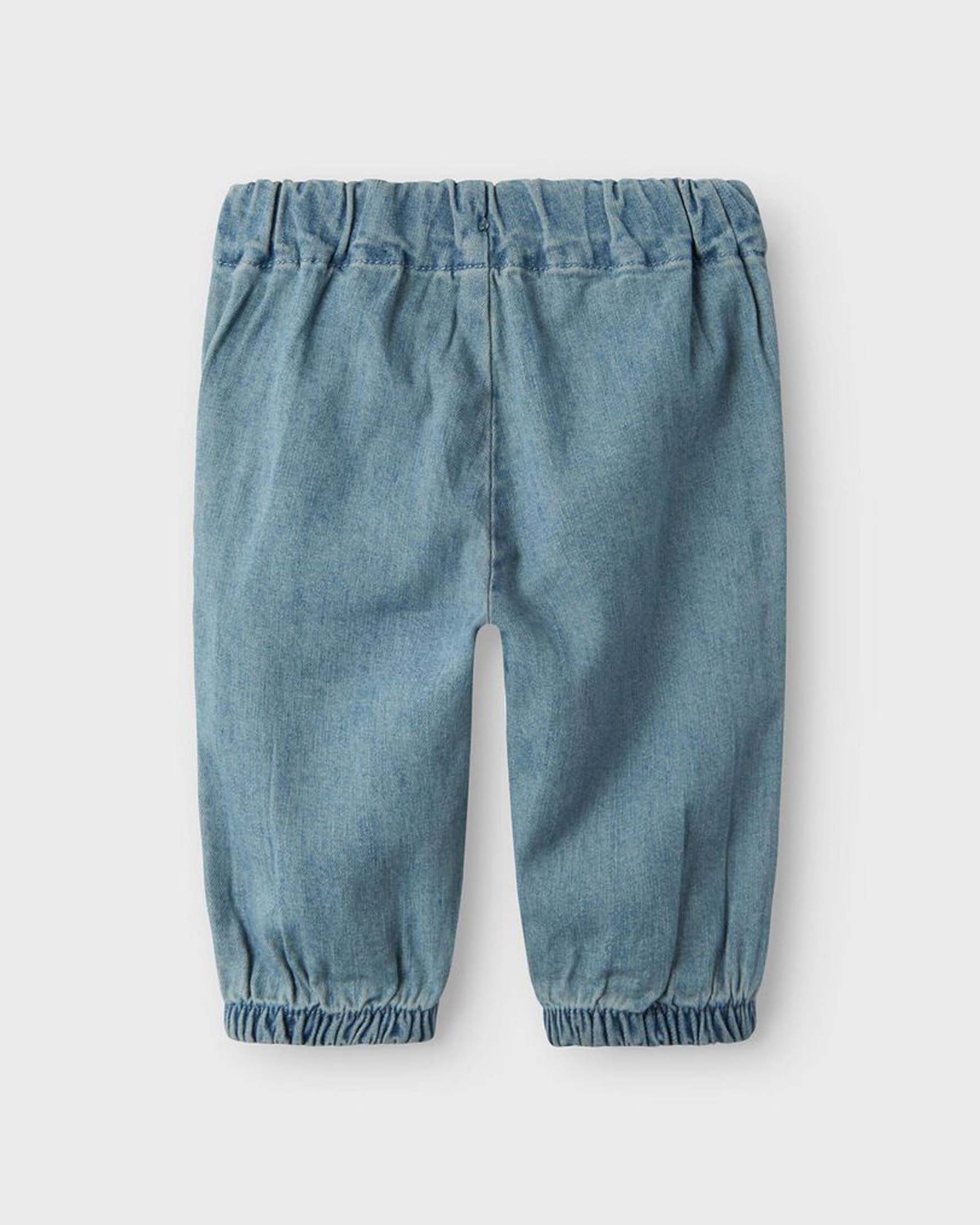 Jeans Lil'Atelier loose-fit in cotone e lino stretch a lavaggio chiaro con coulisse image