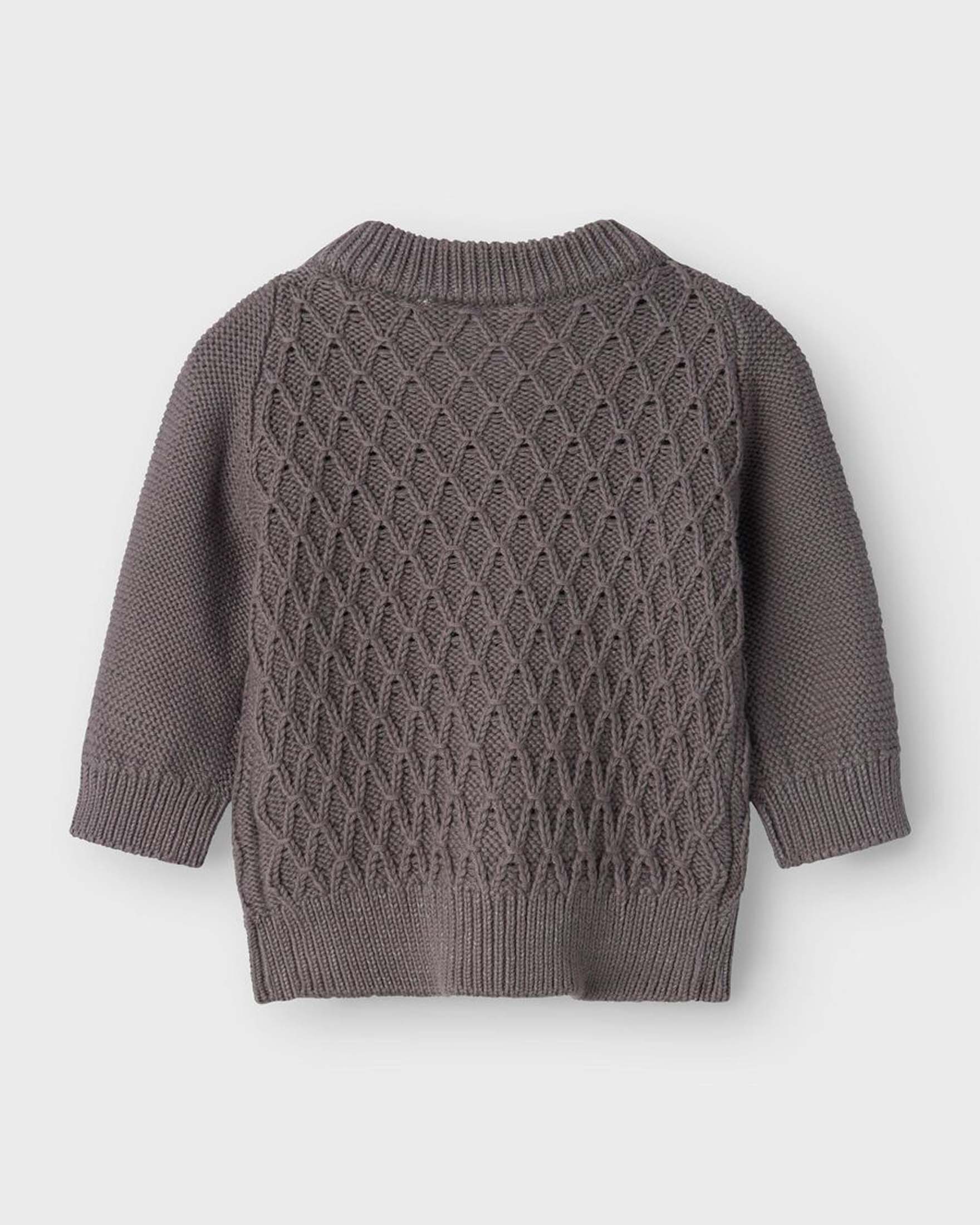 Cardigan Lil'Atelier grigio antracite in puro cotone a trecce image