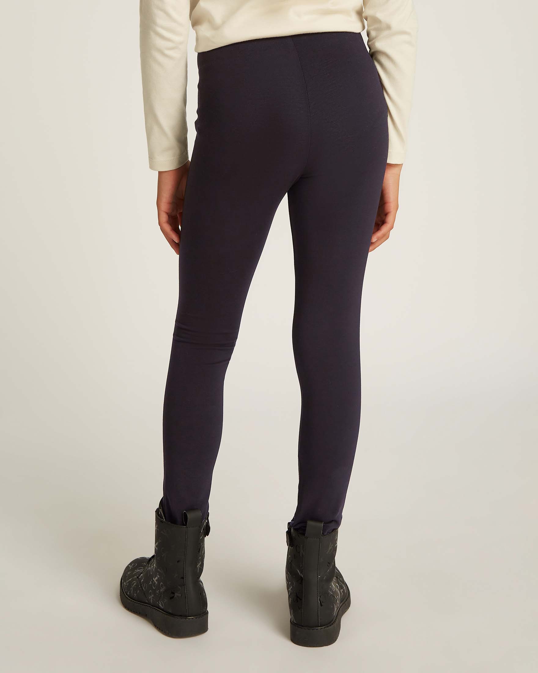 Leggins Calvin Klein nero in cotone stretch con logo monogram image