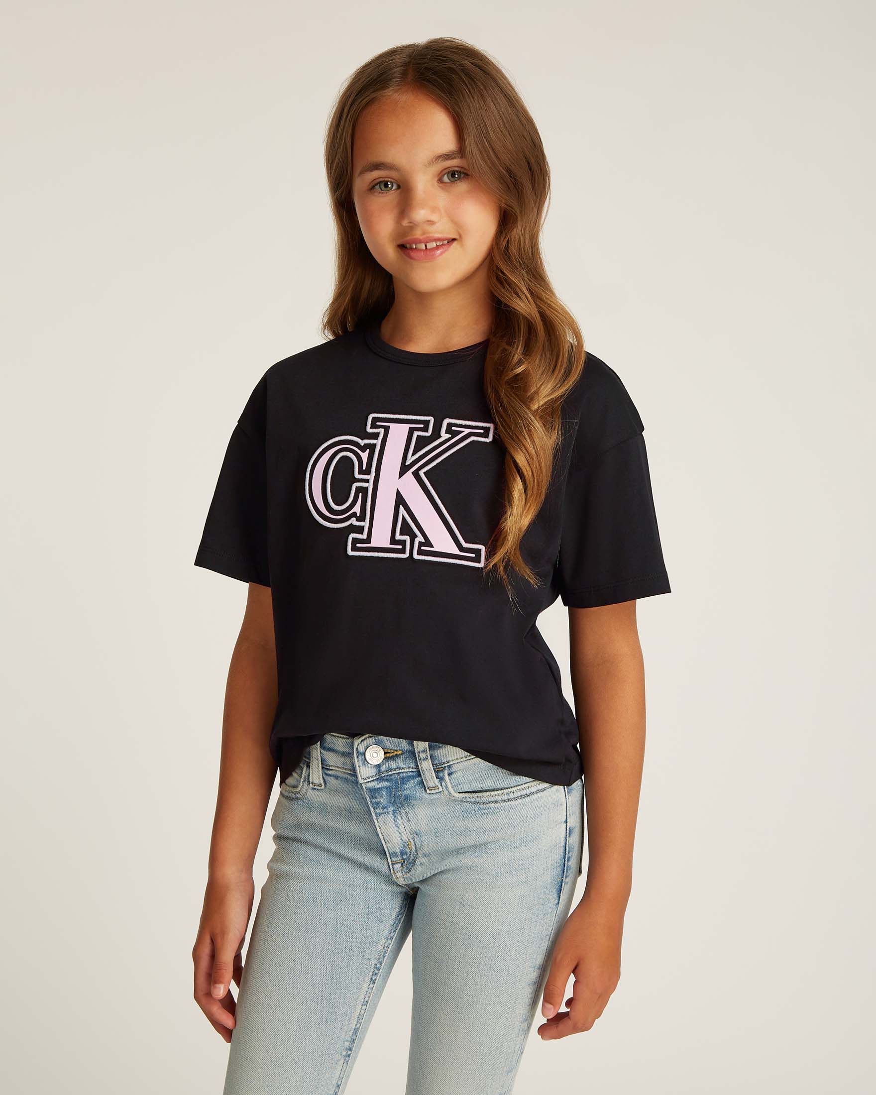 T-shirt nera in cotone a maniche corte con maxi logo monogram