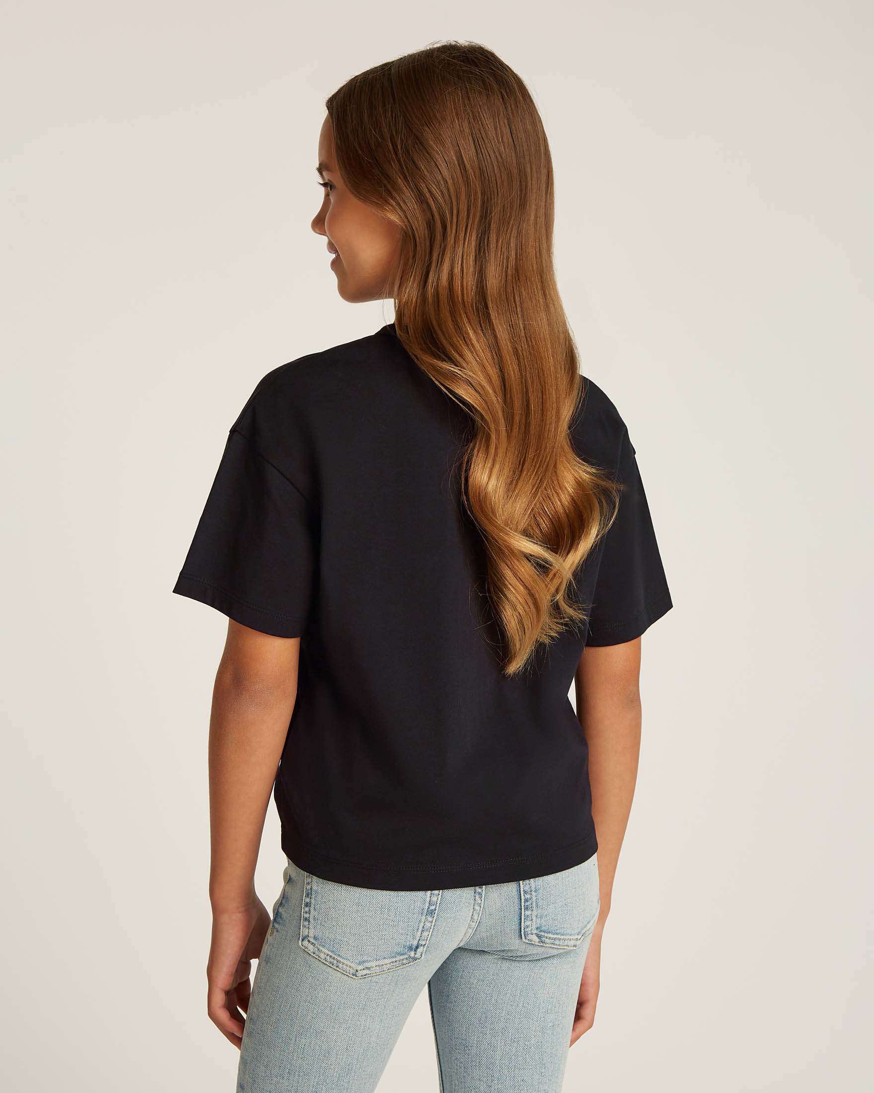 T-shirt nera in cotone a maniche corte con maxi logo monogram image
