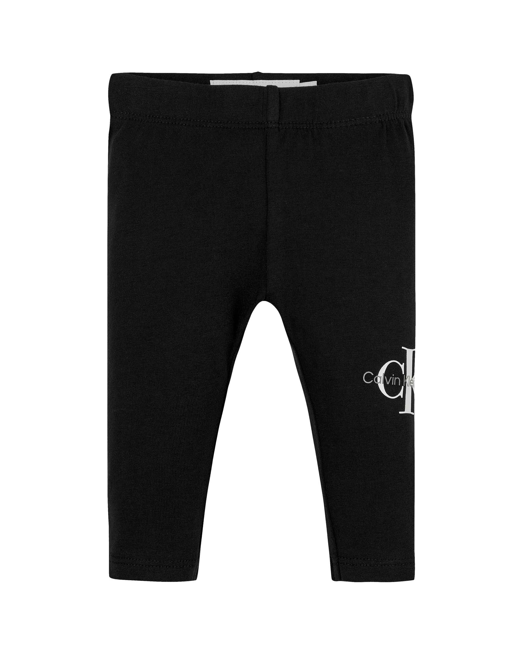 Leggins Calvin Klein nero in cotone stretch con logo
