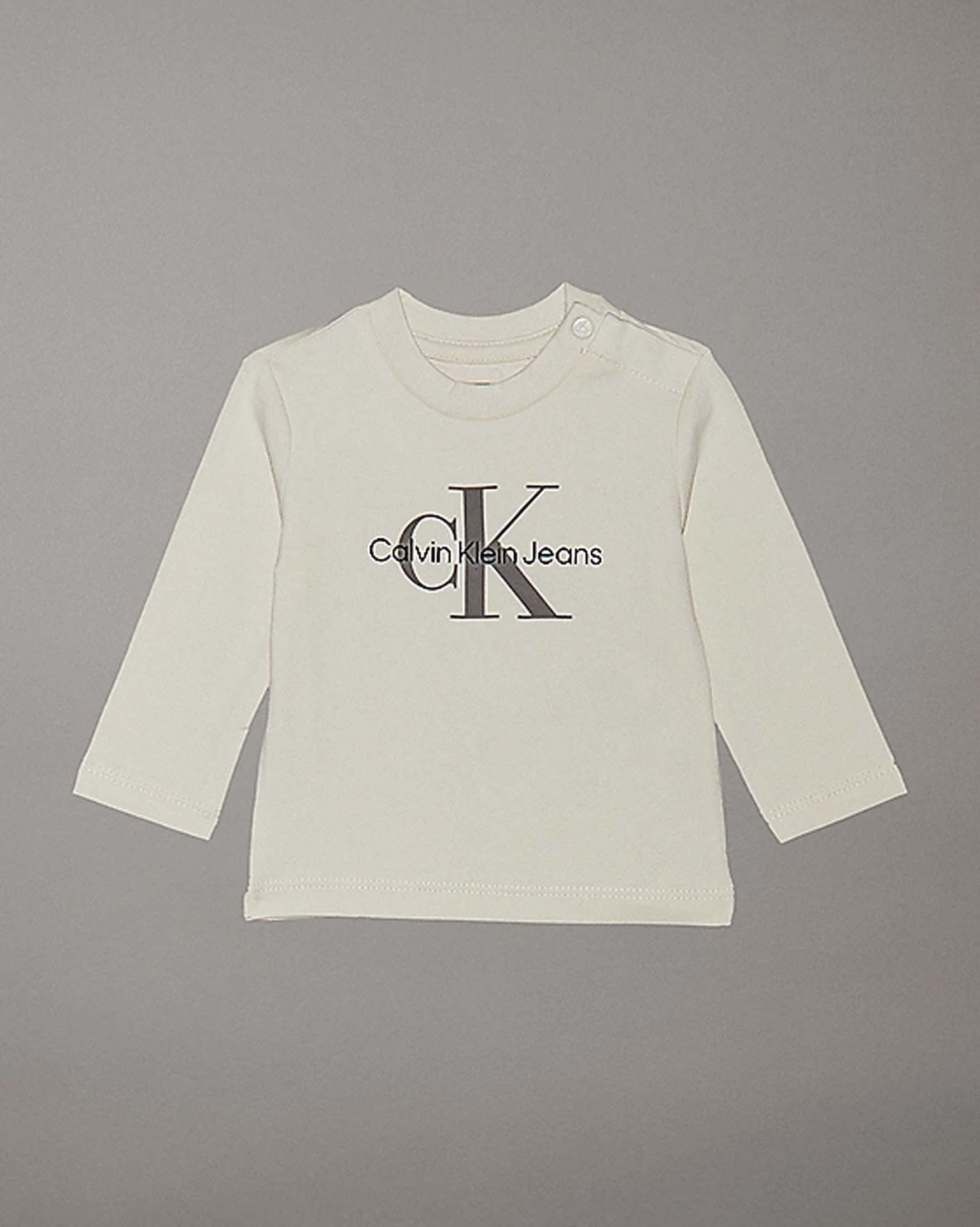 T-shirt Calvin Klein color panna con logo monogram Calvin Klein Jeans