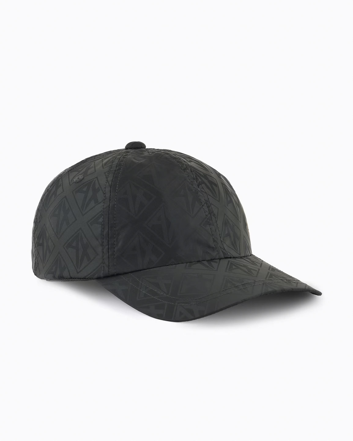 Berretto verde scuro Armani Exchange in tessuto satinato con logo AX all over