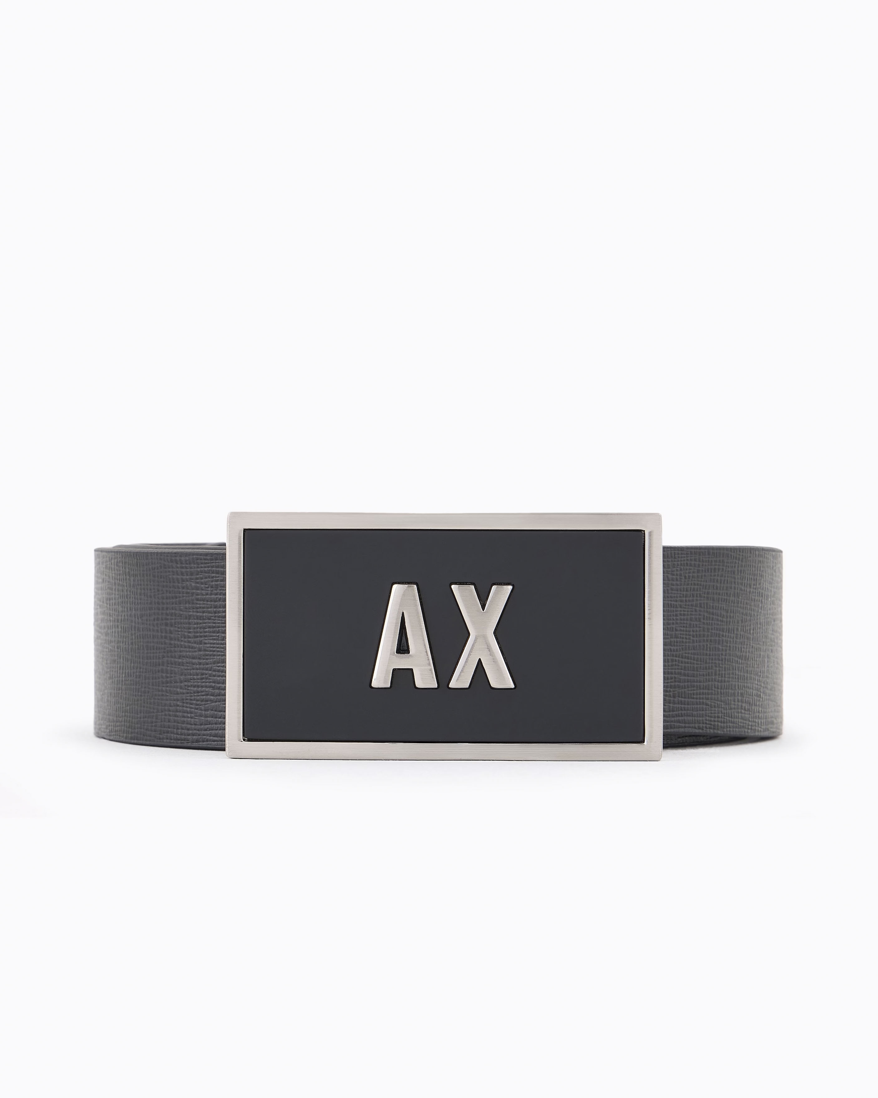 Set cintura nera Armani Exchange in pelle saffiano con doppia fibbia image