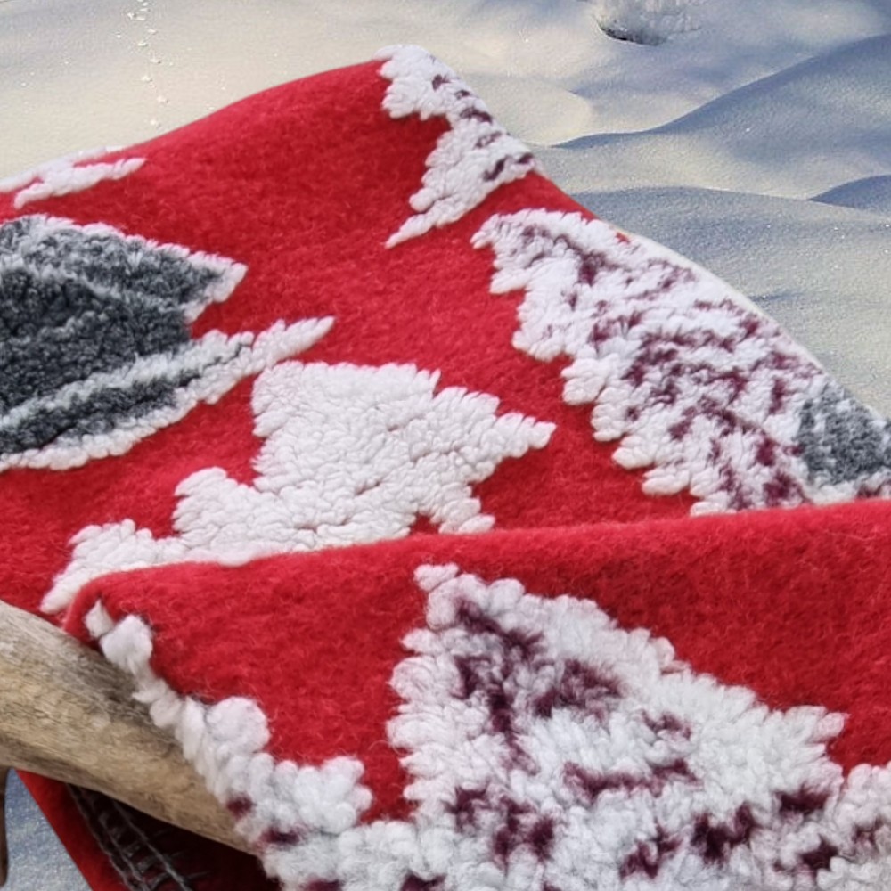 Coperta Di Lana Vergine 140x200 Cm - Morbida Plaid Con Frange, Anallergica E Lavabile - Bianco, Rosso, Nero