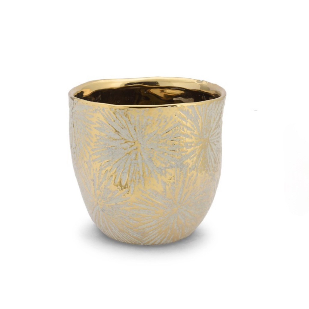 Vaso in Ceramica Cachepot Soffio S Oro d.14 h.14